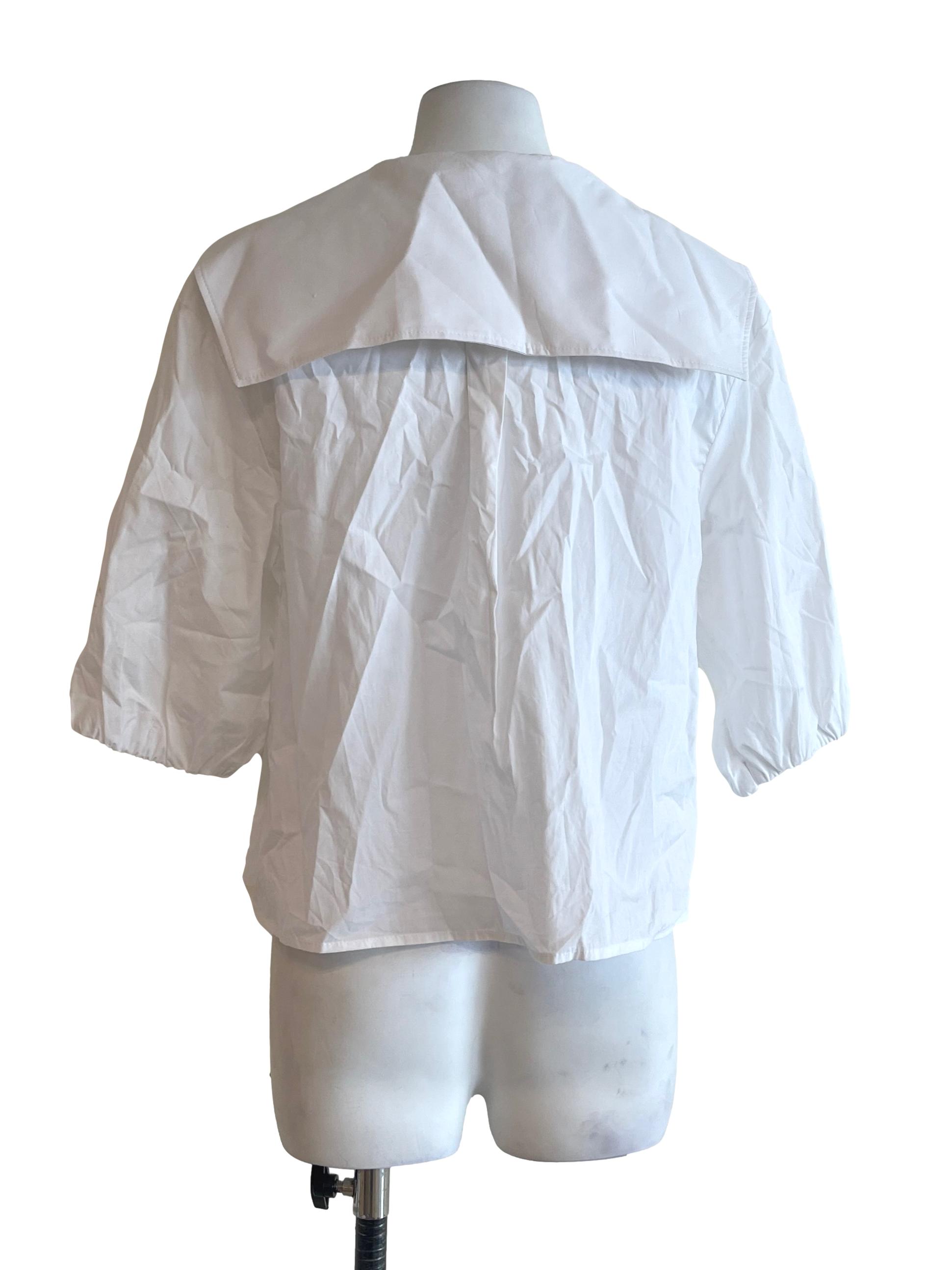 Off-White Collared Puff Sleeve Top