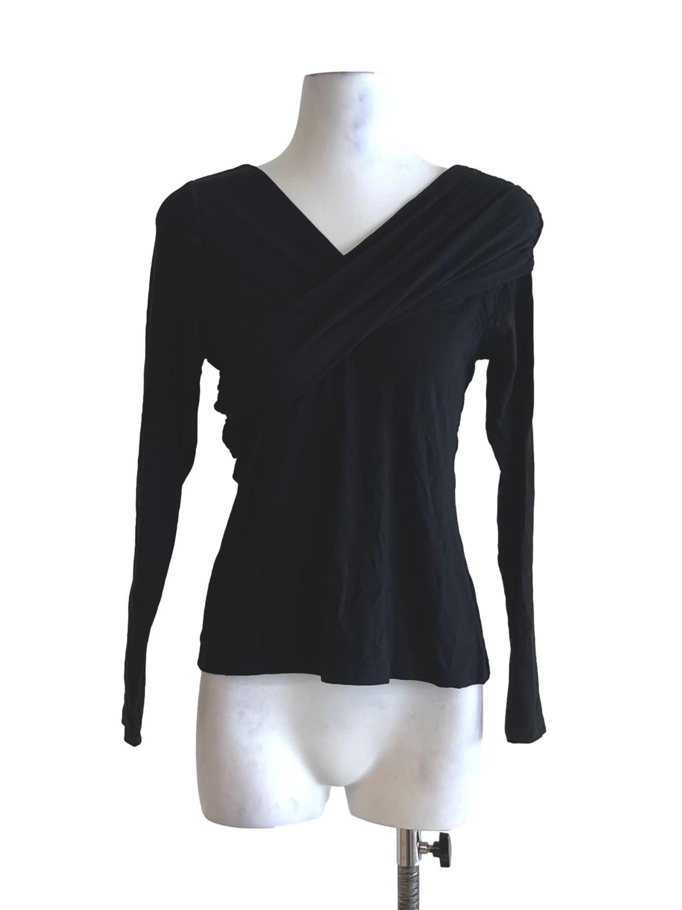 Black Asymmetrical Neckline Blouse