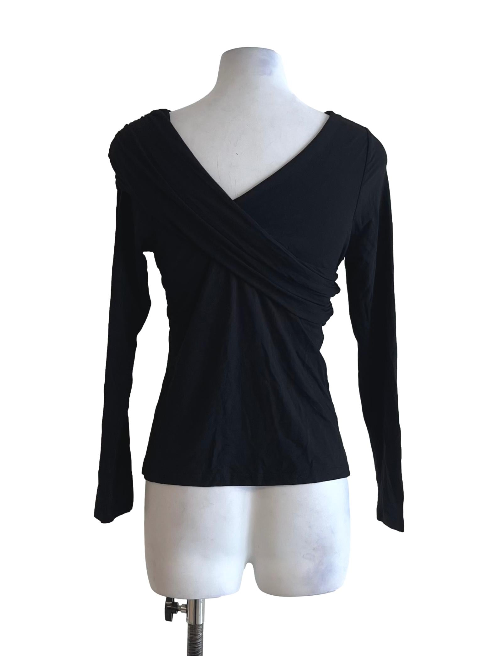 Black Asymmetrical Neckline Blouse