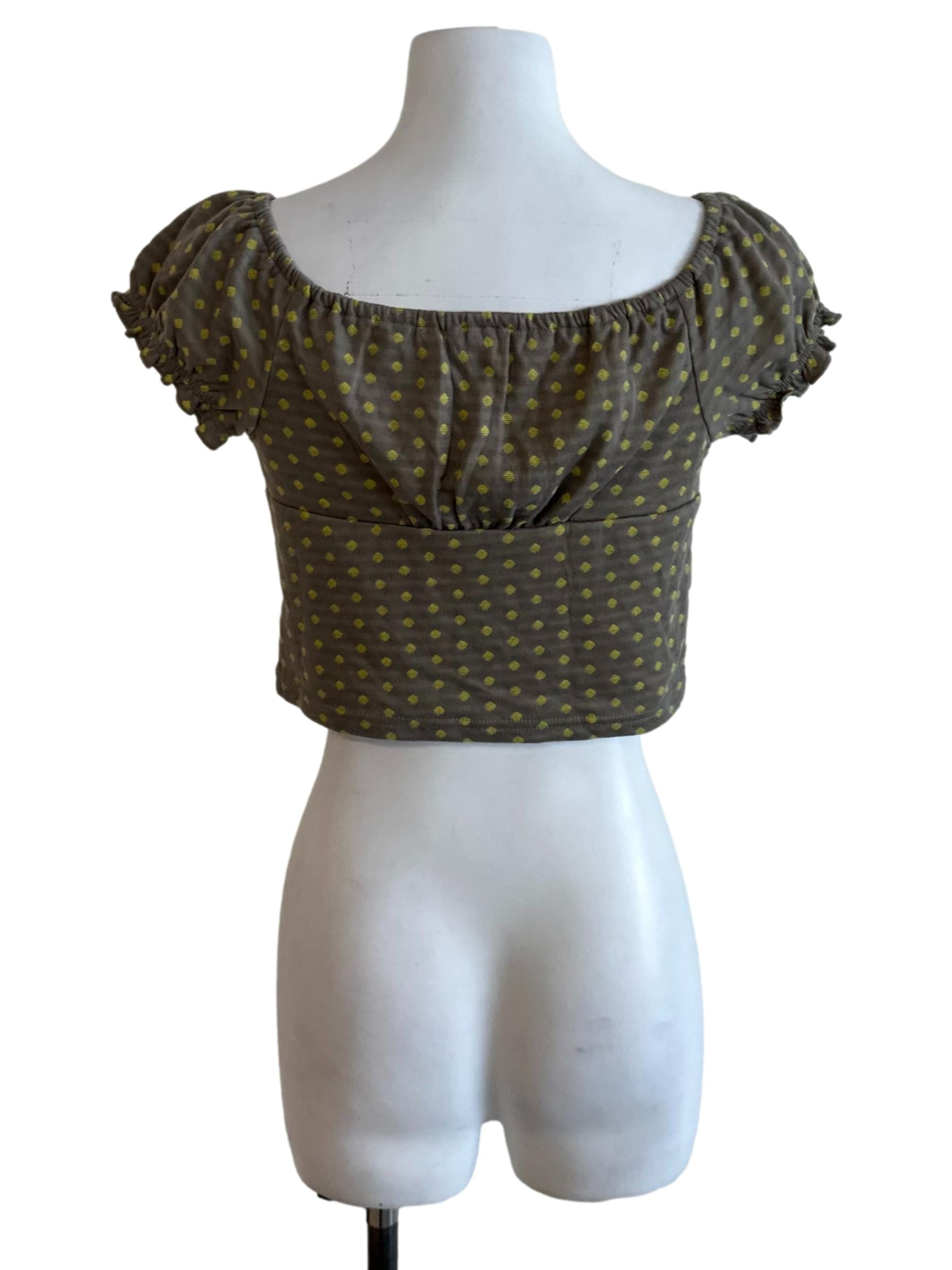Moss Grey Pattern Button Top