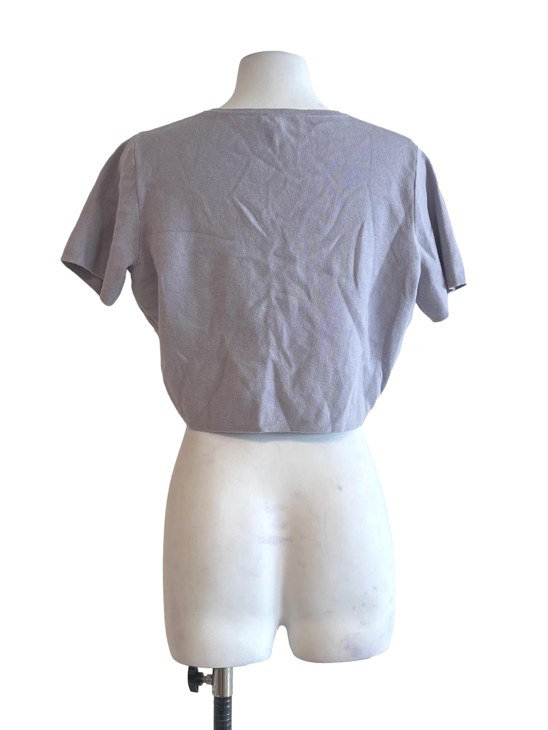 Periwinkle Purple Short Sleeve Cropped Knit Top