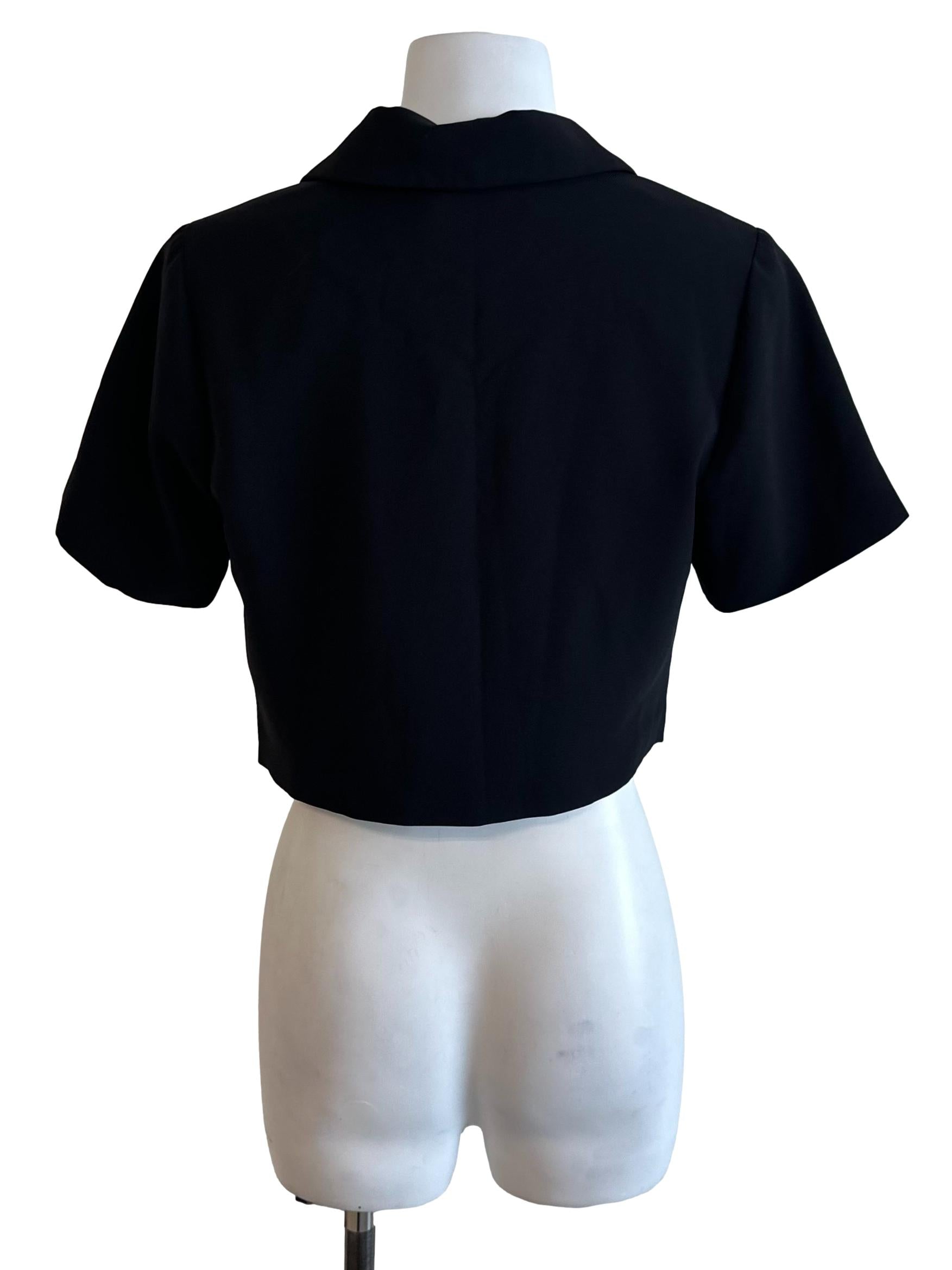 Raven Black Collar Button Top