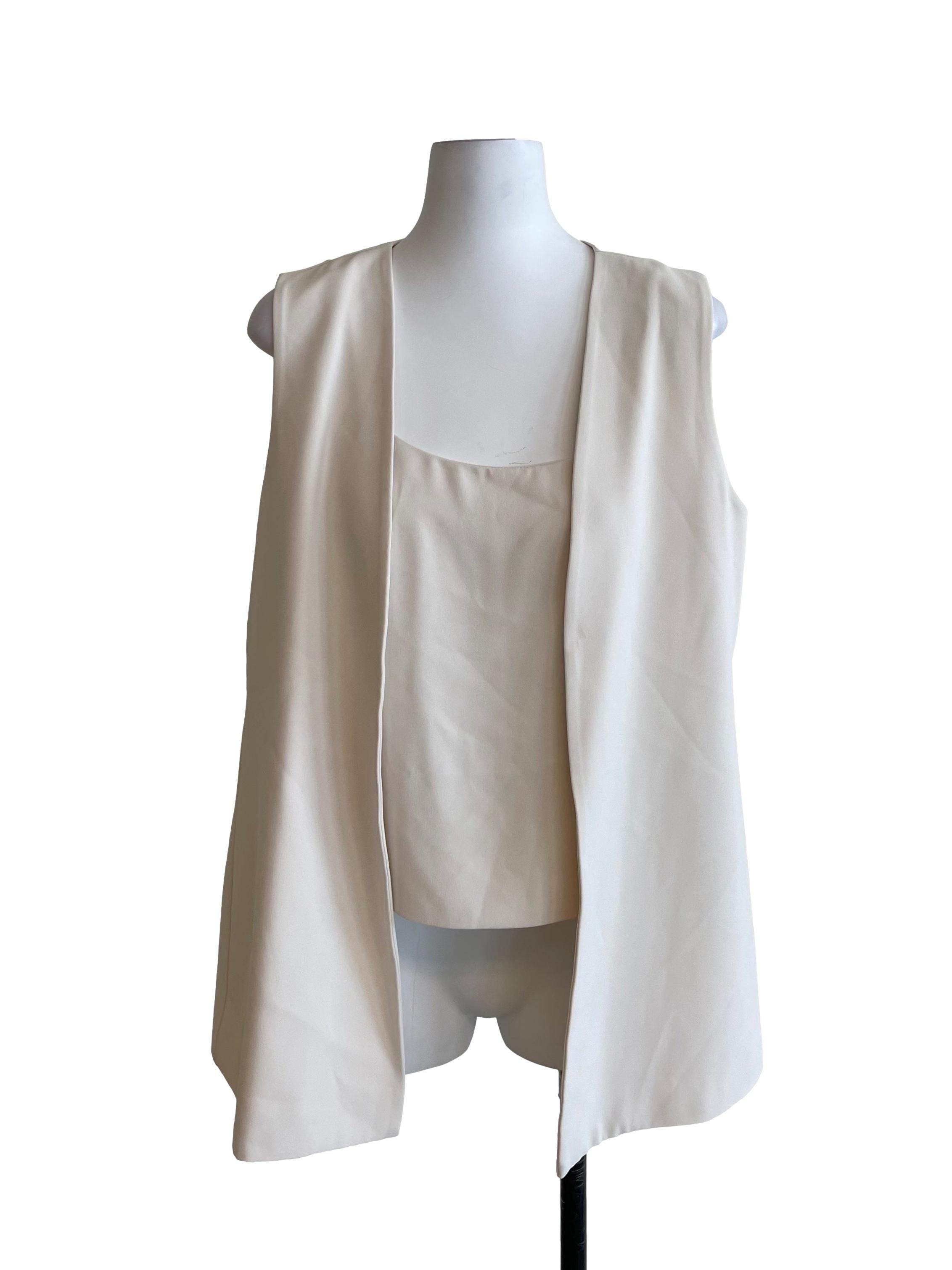 Rice White Tailored Vest Top