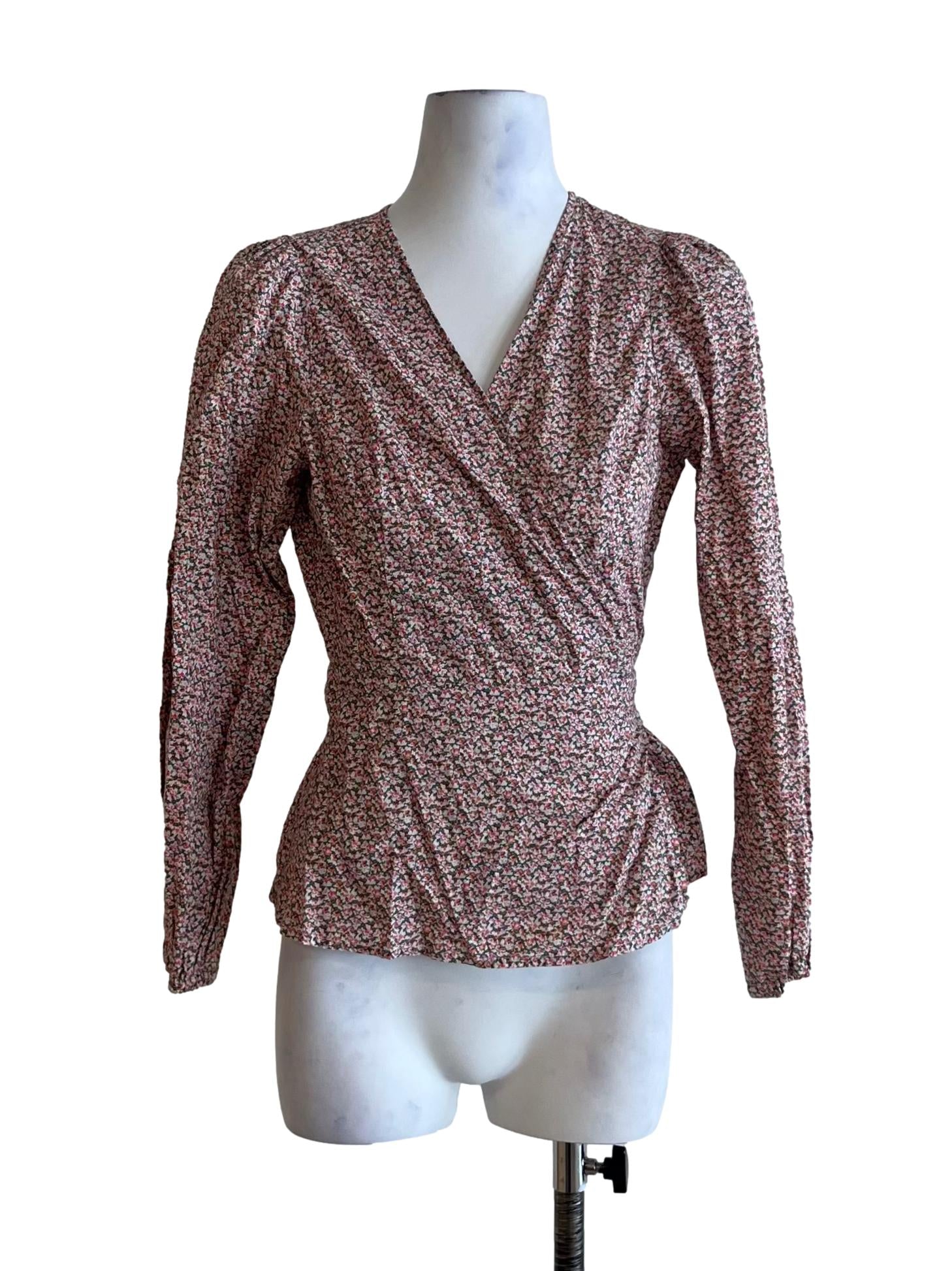 Pink V-Neckline Wrap Blouse