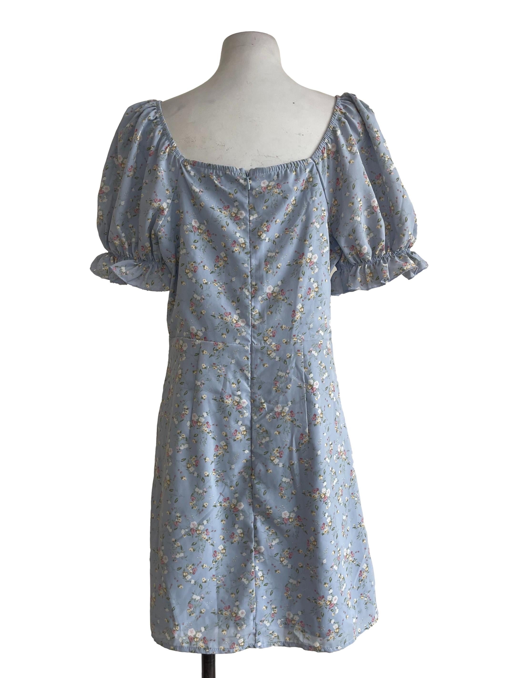 Baby Blue Floral Off Shoulder