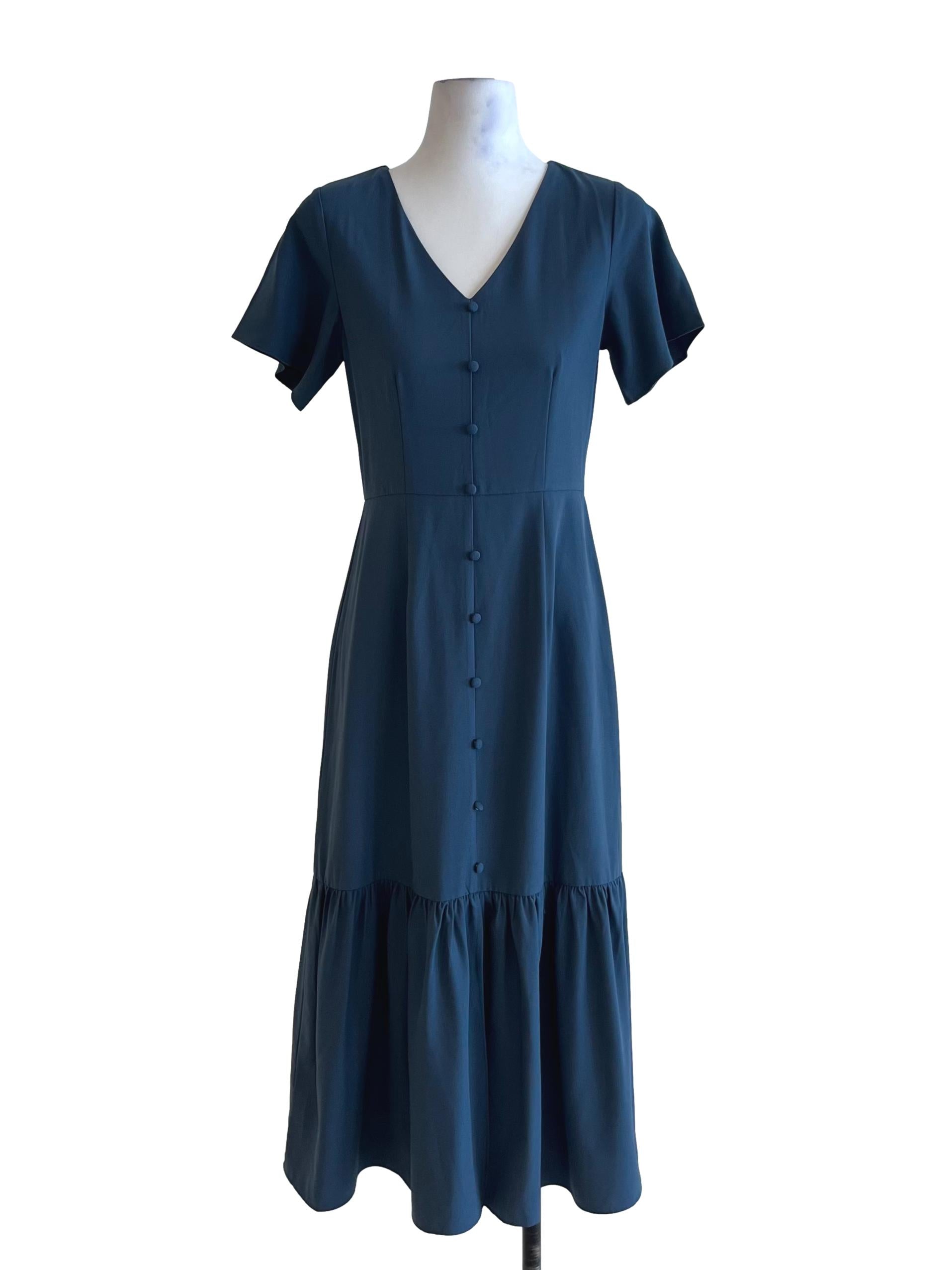 Aegean Blue V-Neckline Empire Dress