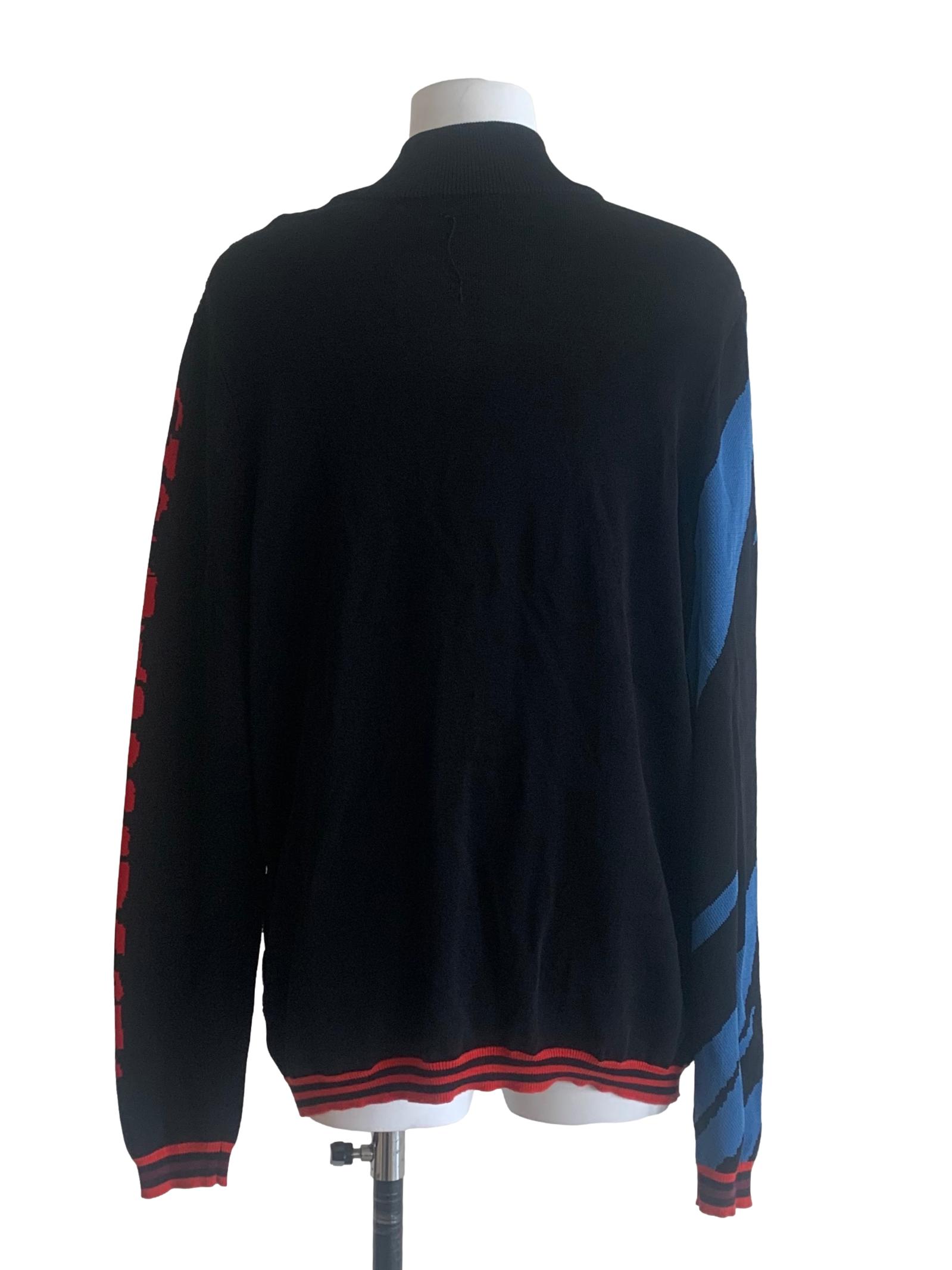 Black Multi Colour Pattern Zip Up Jacket