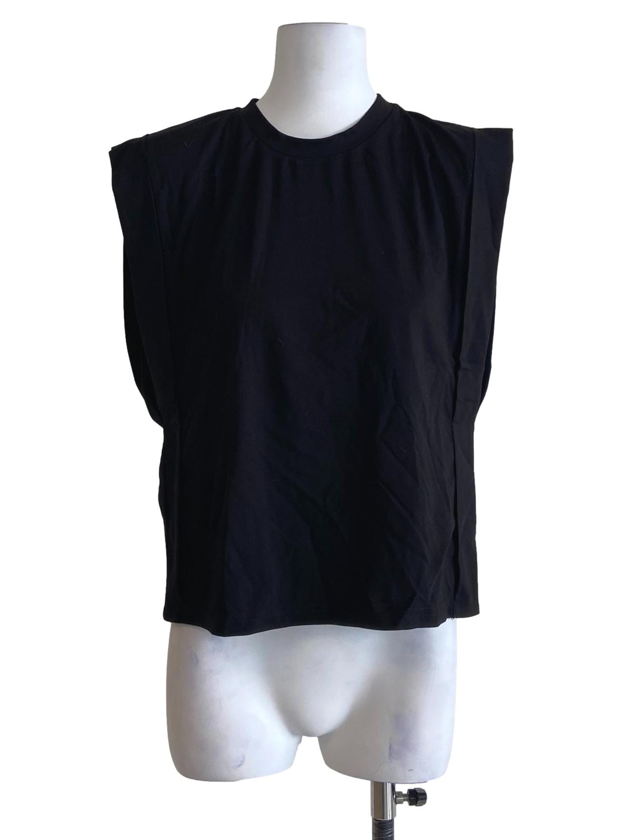 Black Sleeveless Twill Top