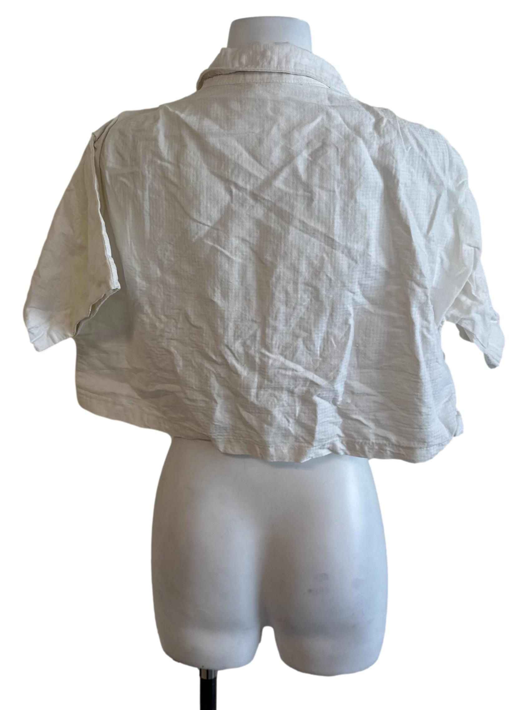 Salt White Collar Button Top