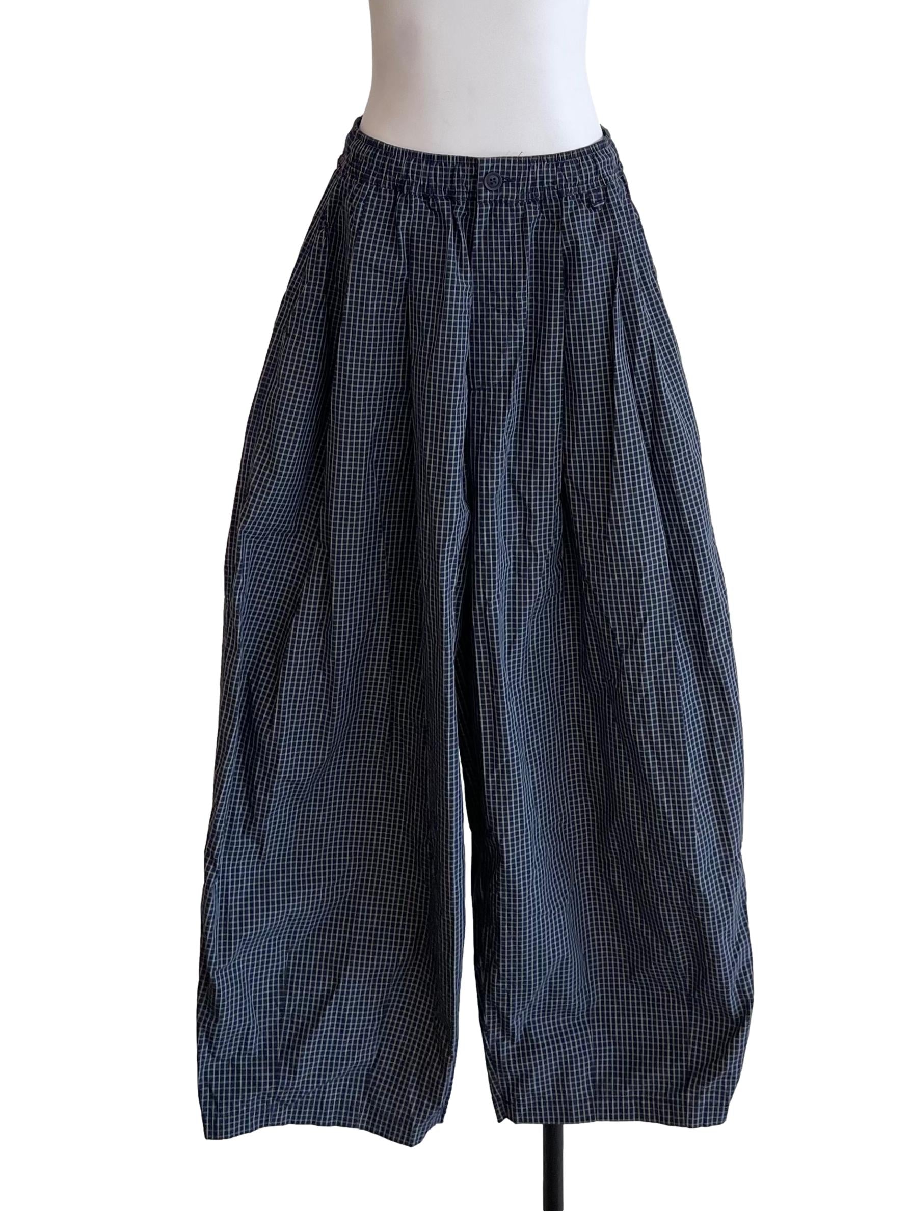 Navy Graph Baggy Pants
