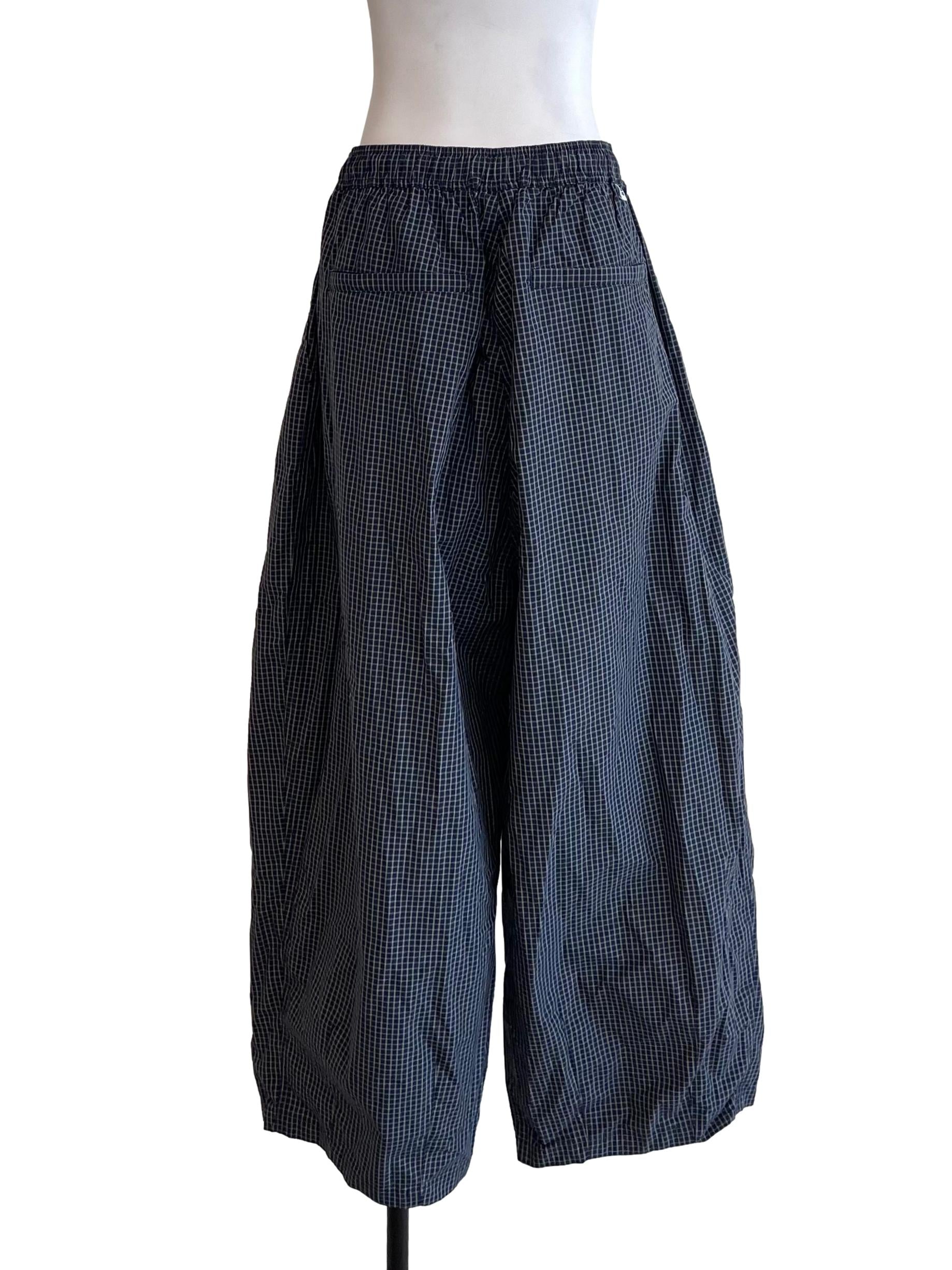 Navy Graph Baggy Pants