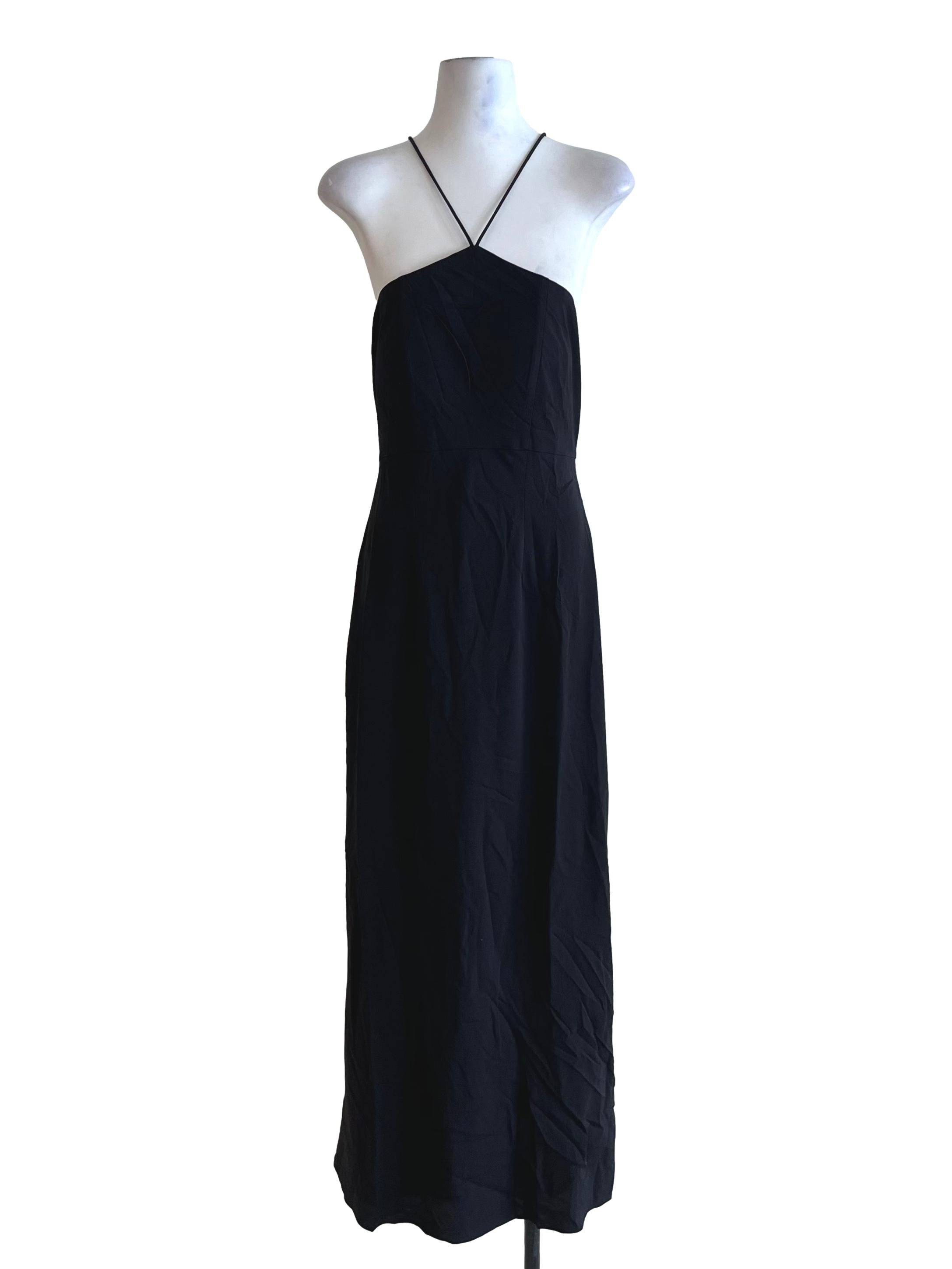 Black Halter Neckline A-Line Dress