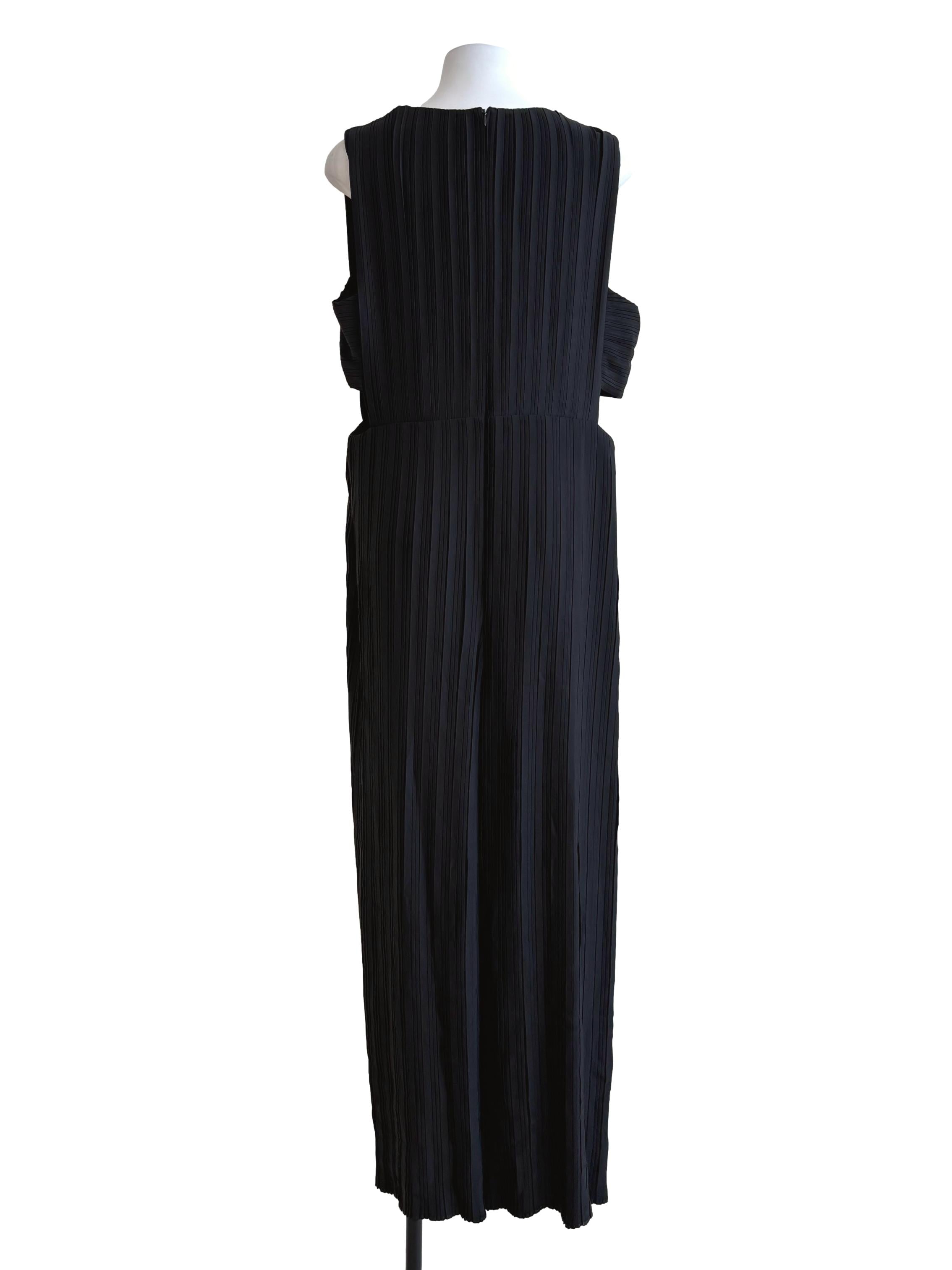 Jet Black Sleeveless Pleated Jumpsuit LB