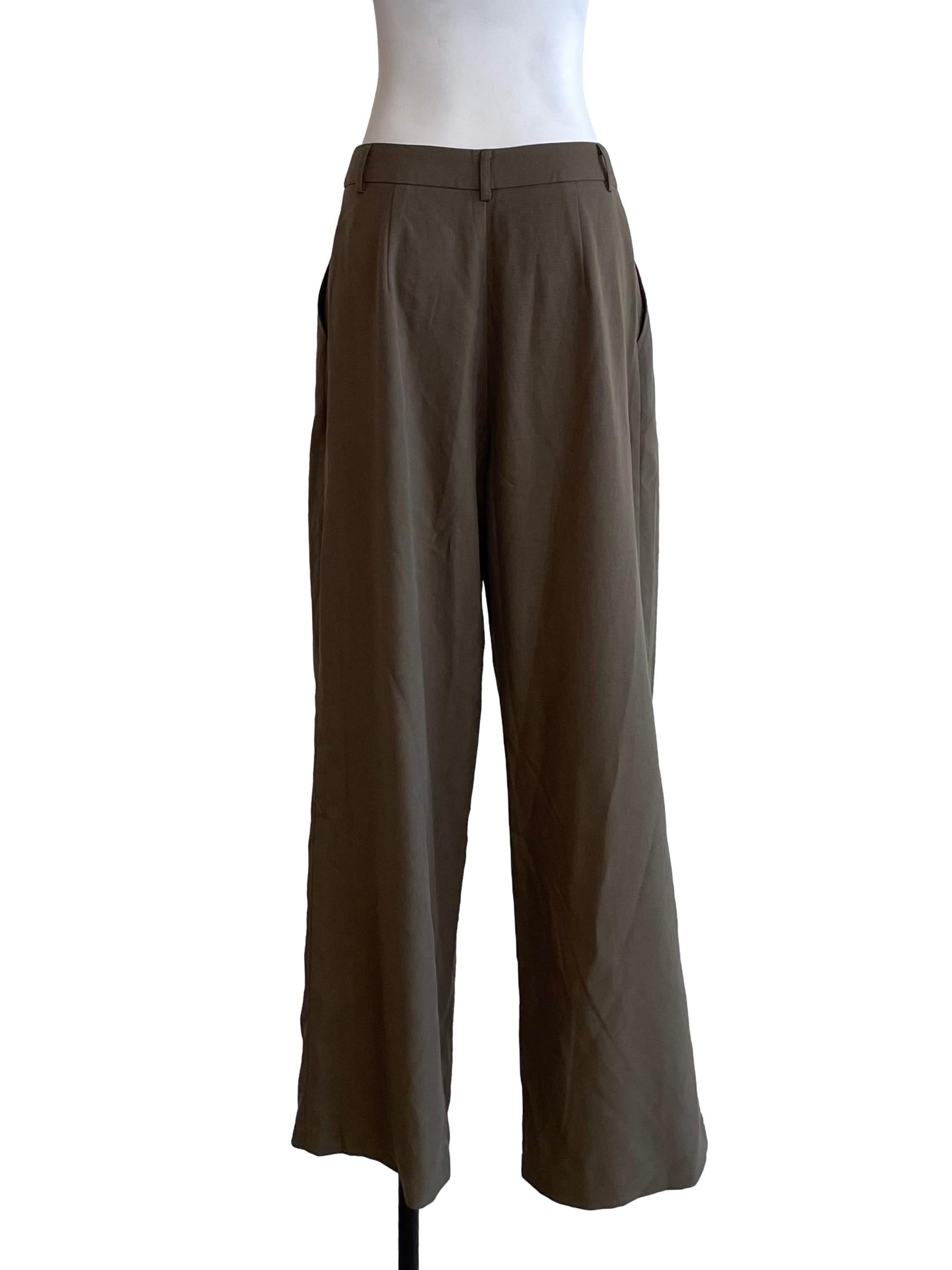 Dark Hazelnut Beige Pleated Formal Pants