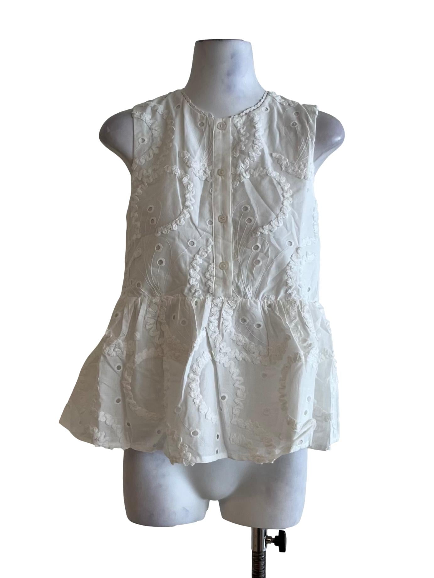 White Jewel Neckline Sleeveless Top