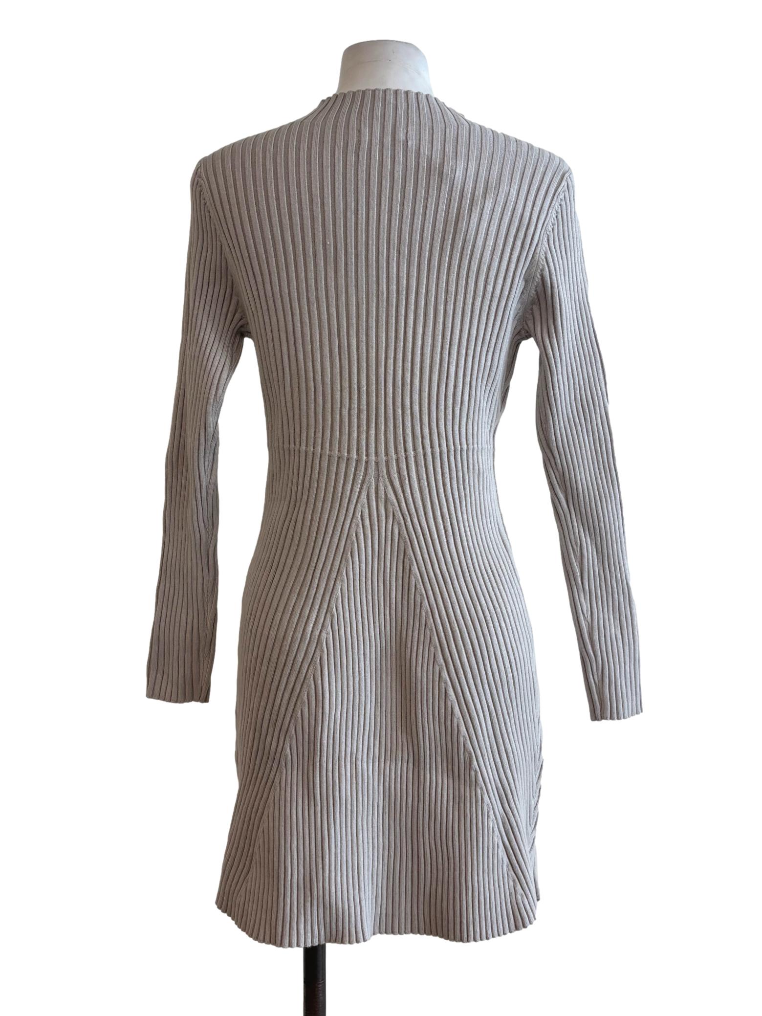 Storm Grey Long Sleeve Ribbed Dress