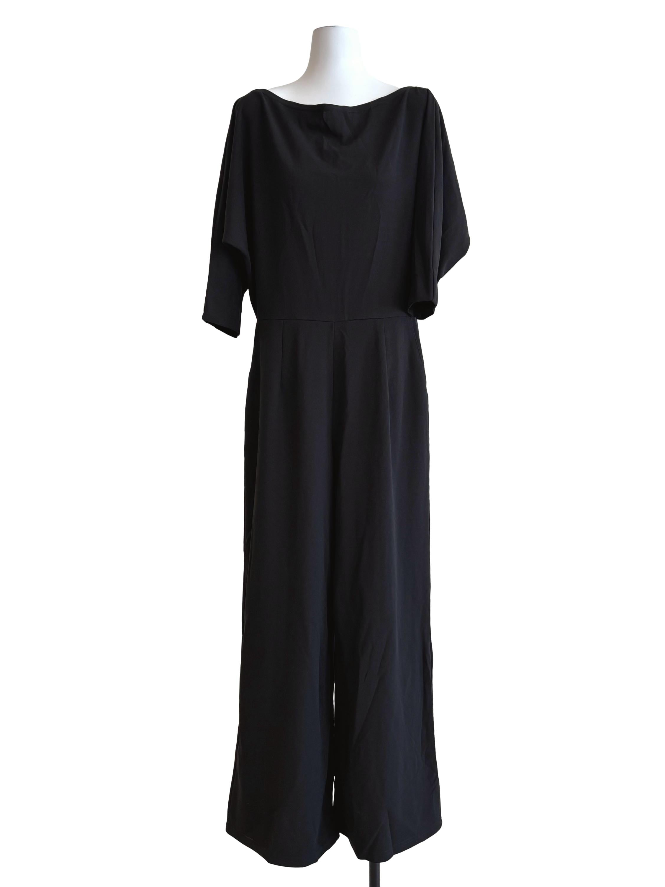 Jet Black Boat Neck Jumpsuit