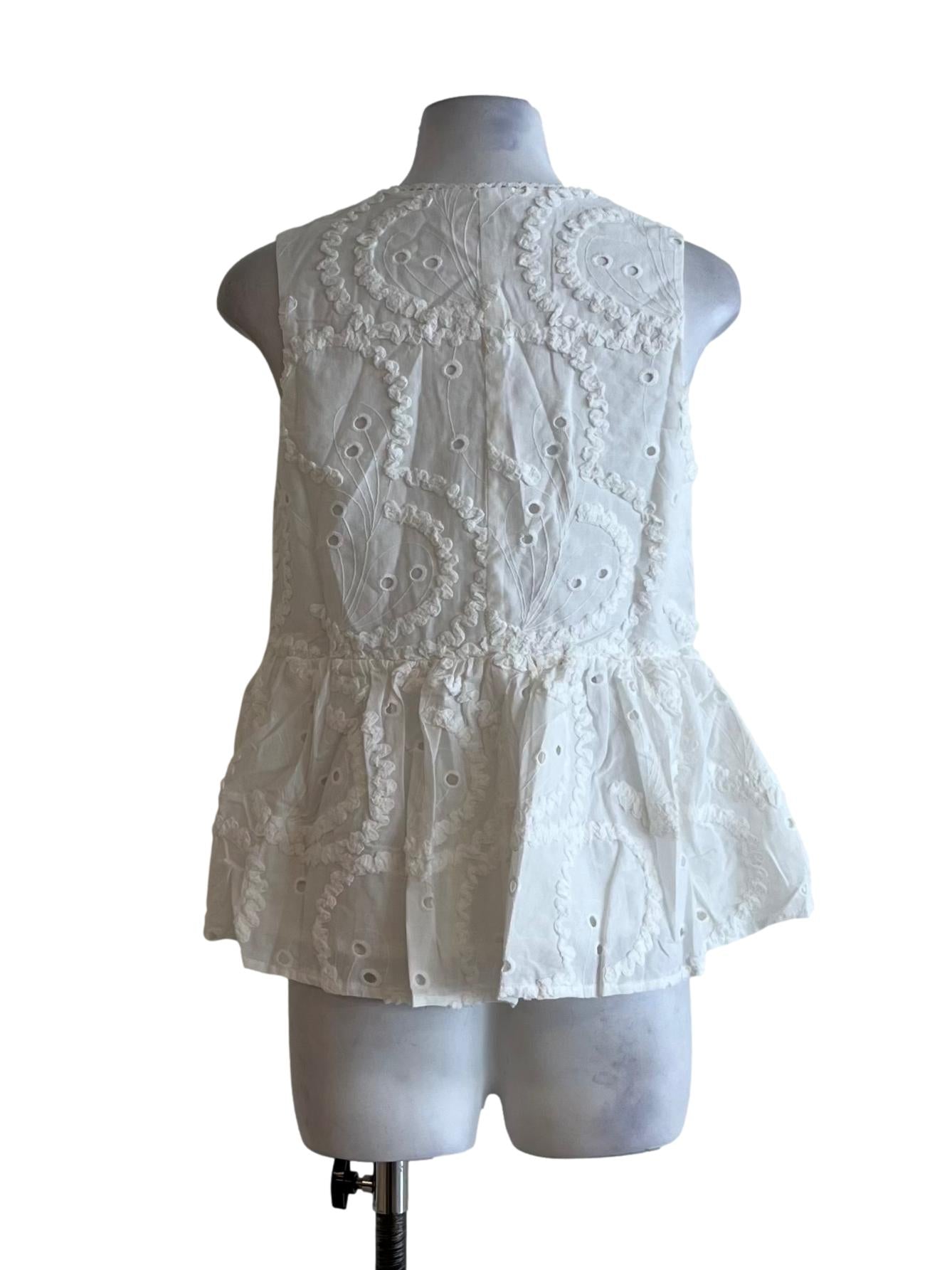 White Jewel Neckline Sleeveless Top