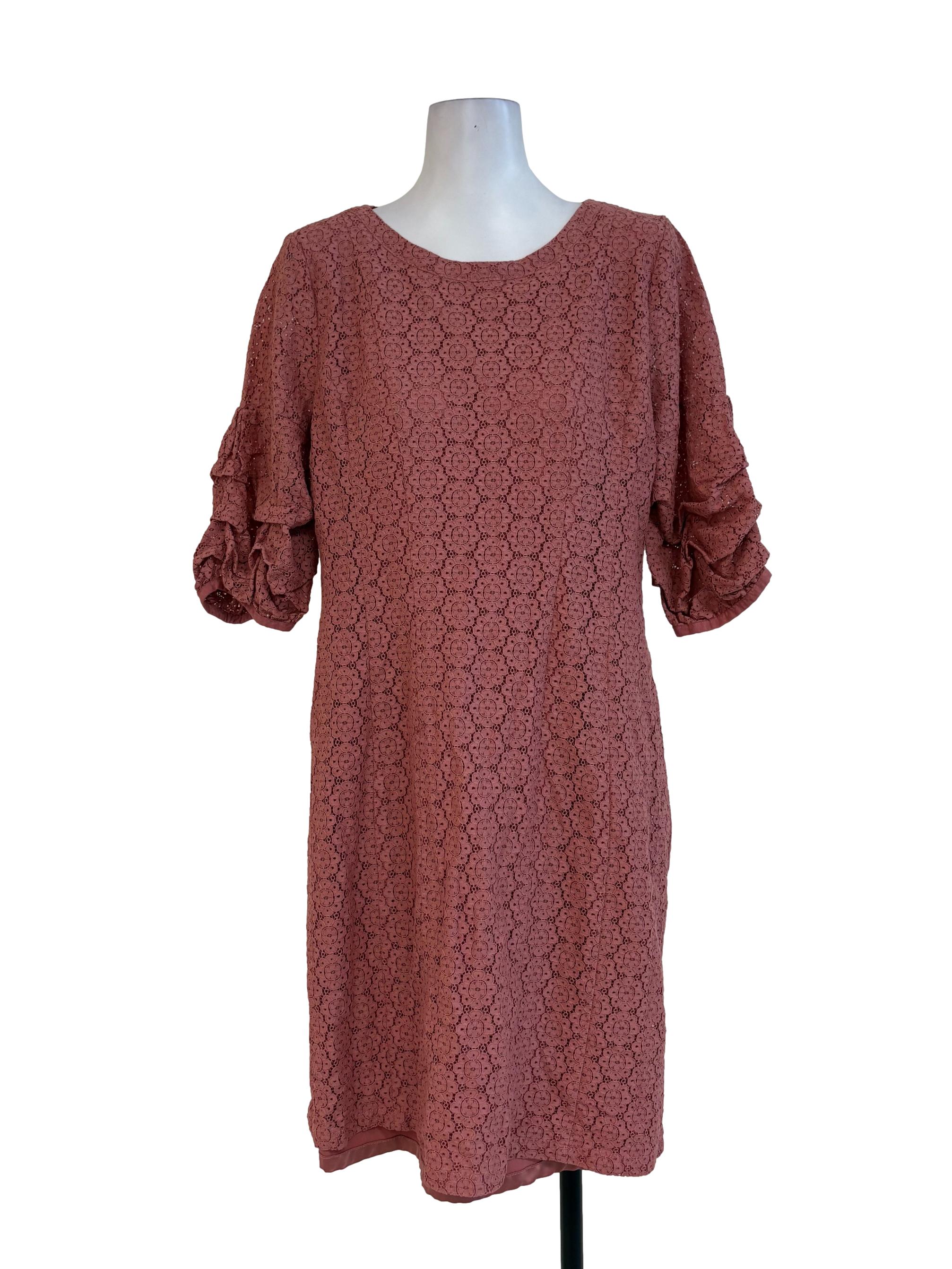 Watermelon Pink Floral Lace Dress