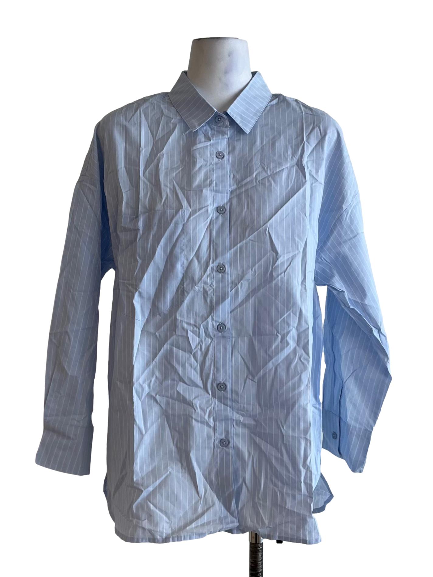 Sky Blue Pencil Stripe Blouse