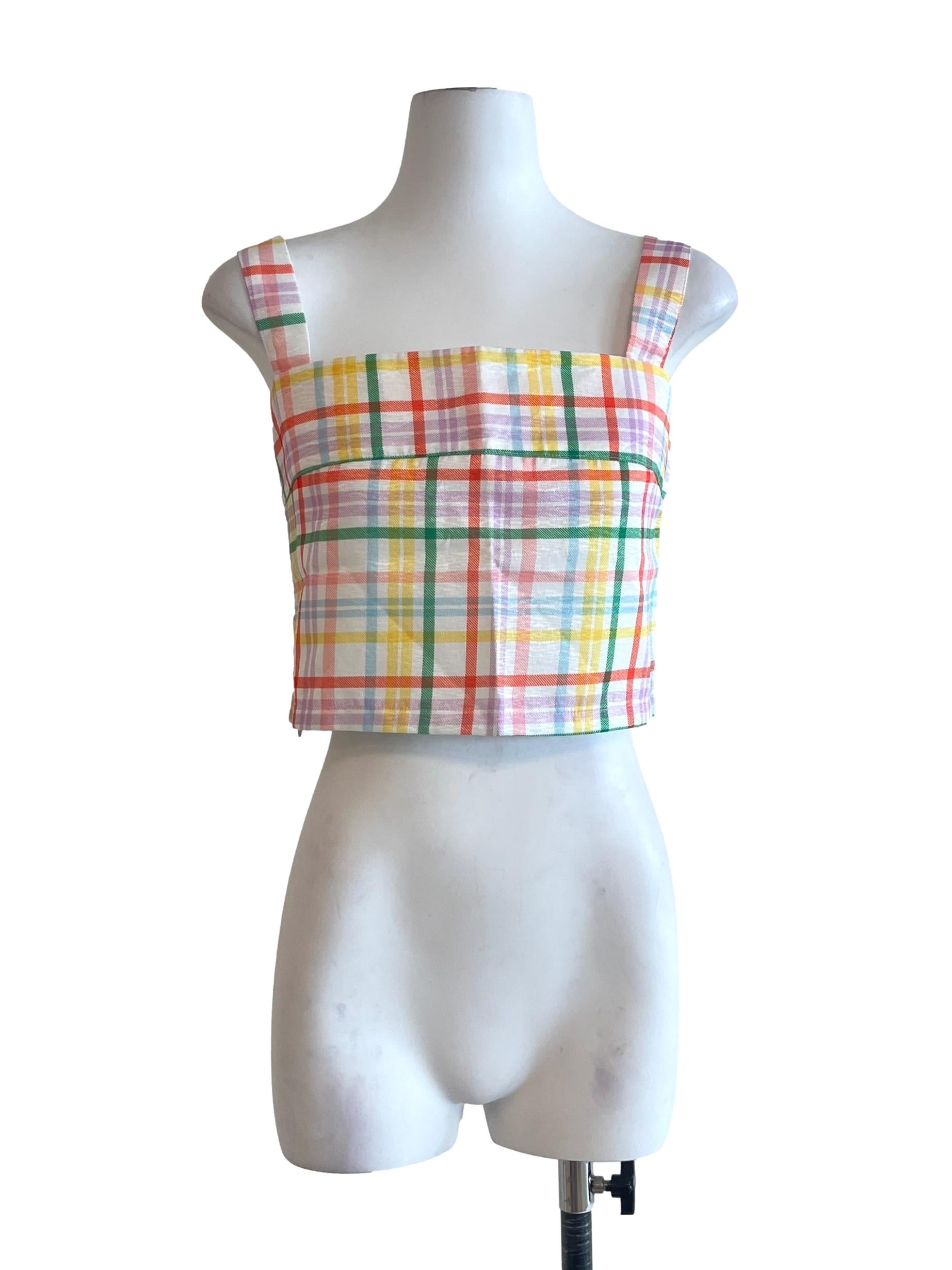 Sunset Orange Multicolour Print Sleeveless Top