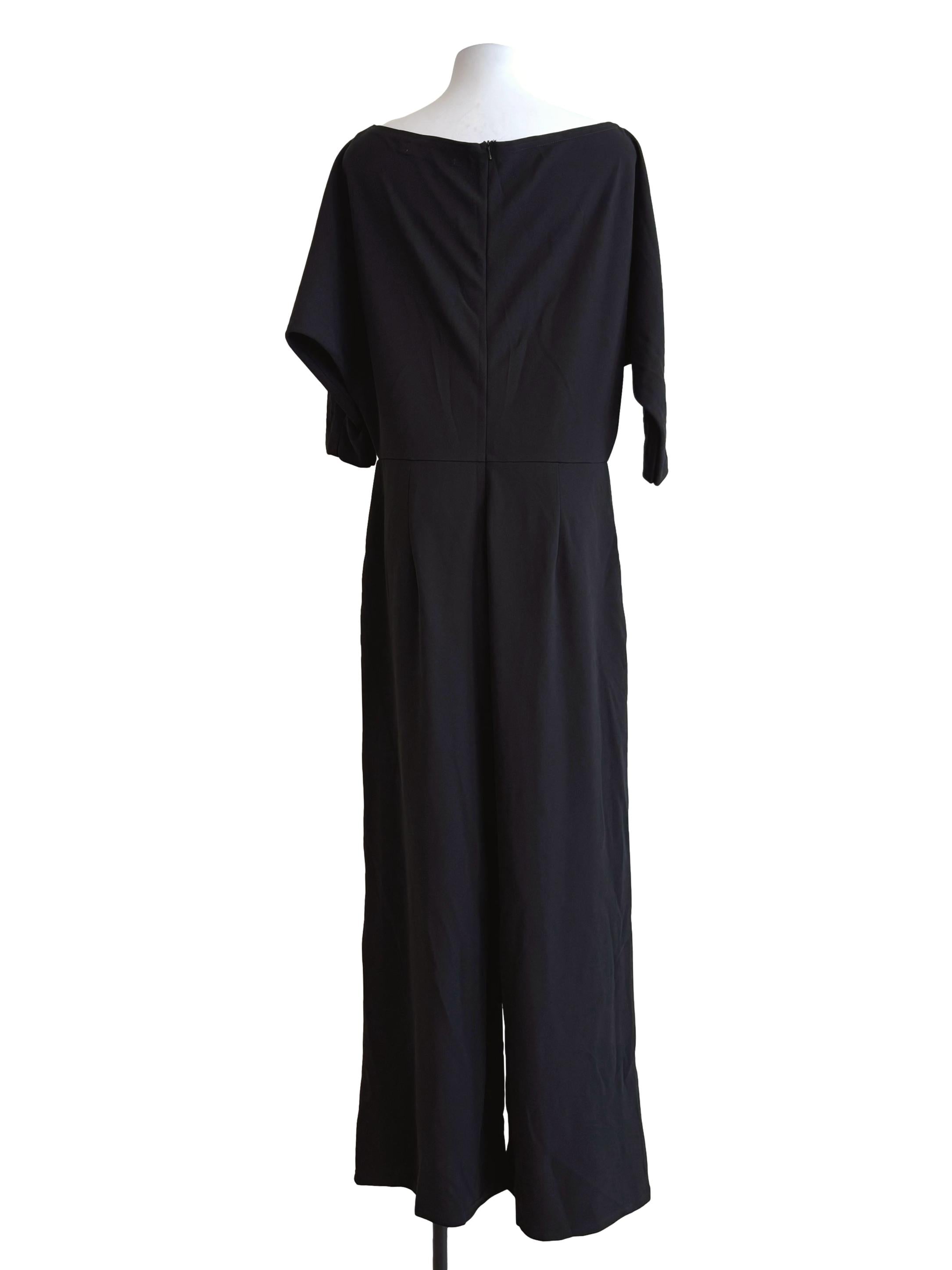 Jet Black Boat Neck Jumpsuit