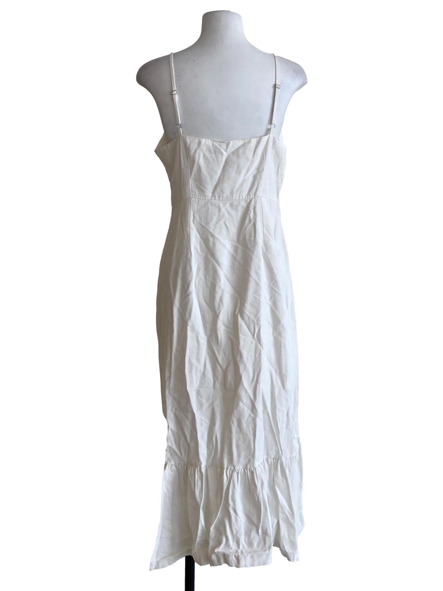 White Asymmetric Ruffled Dress
