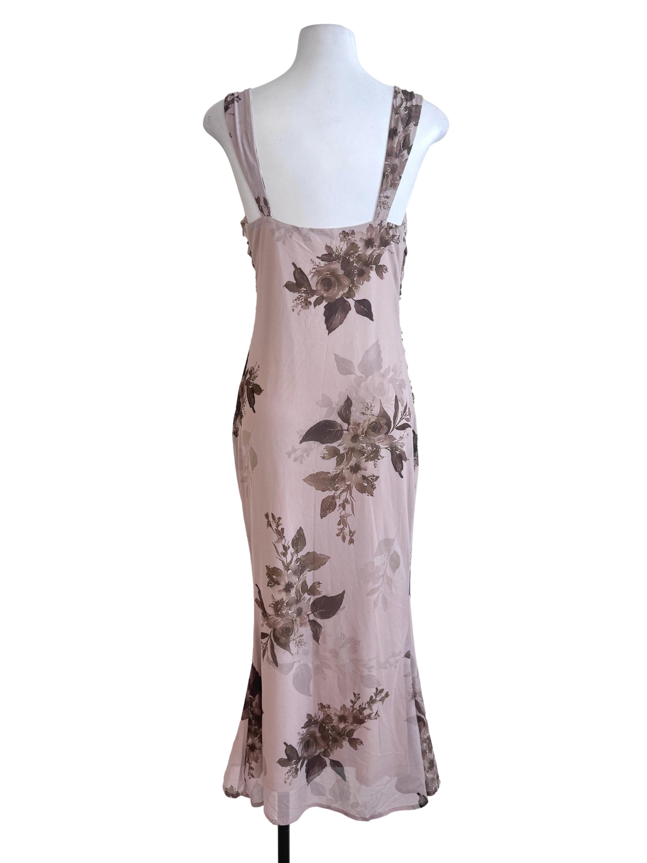 Brown Padded Mesh Dress