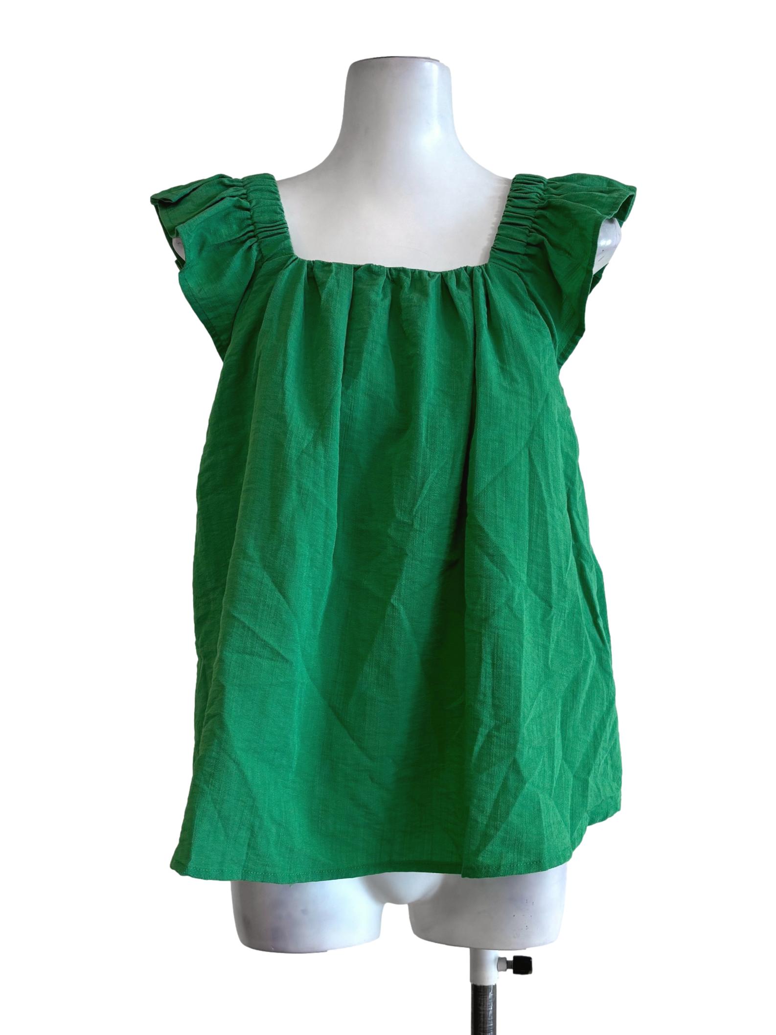 Green Sleeveless Cotton Top