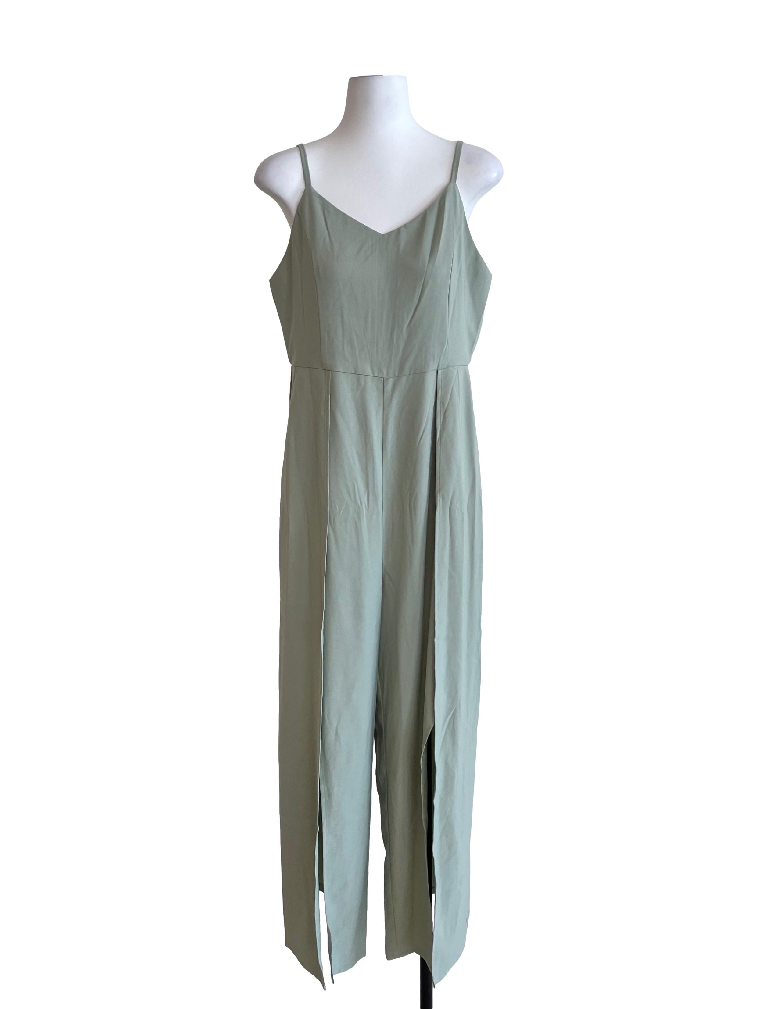 Light Green Slit Legs Jumpsuit