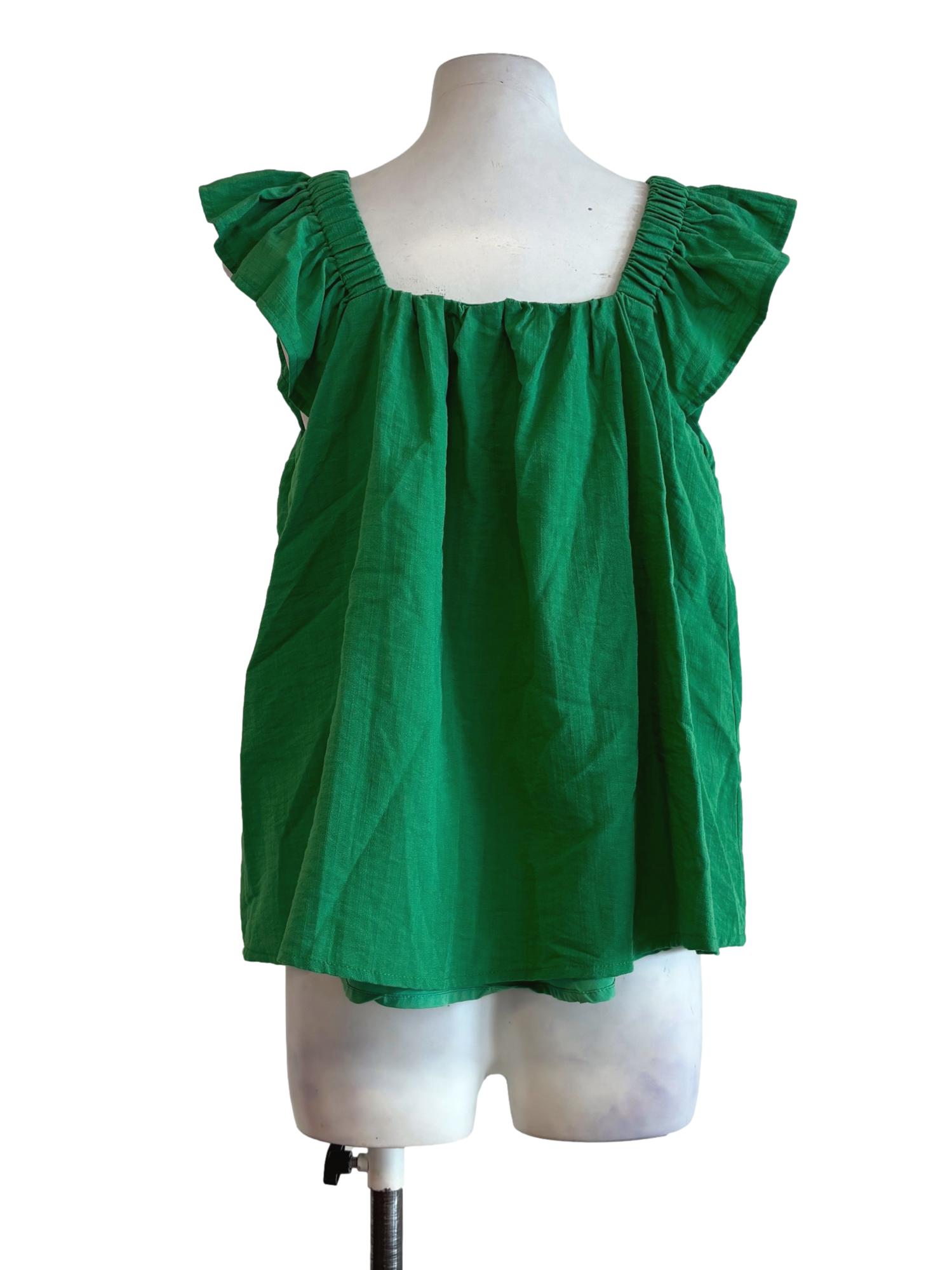 Green Sleeveless Cotton Top