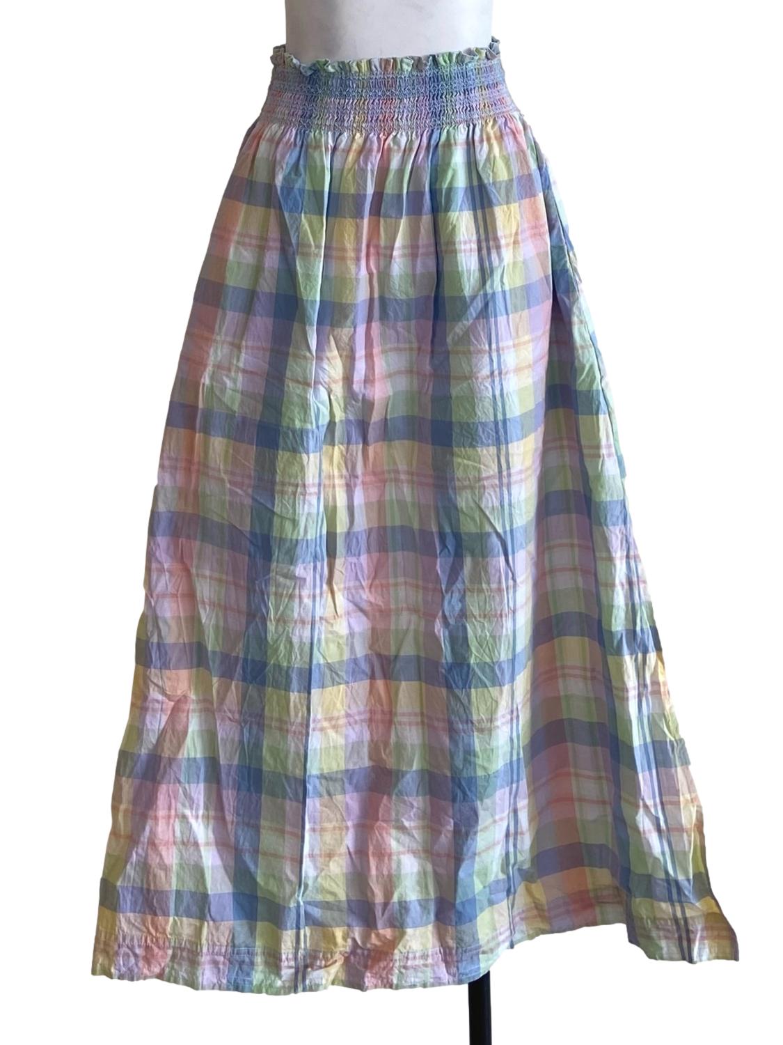 Multicolor Tartan Ruched Waist Skirt