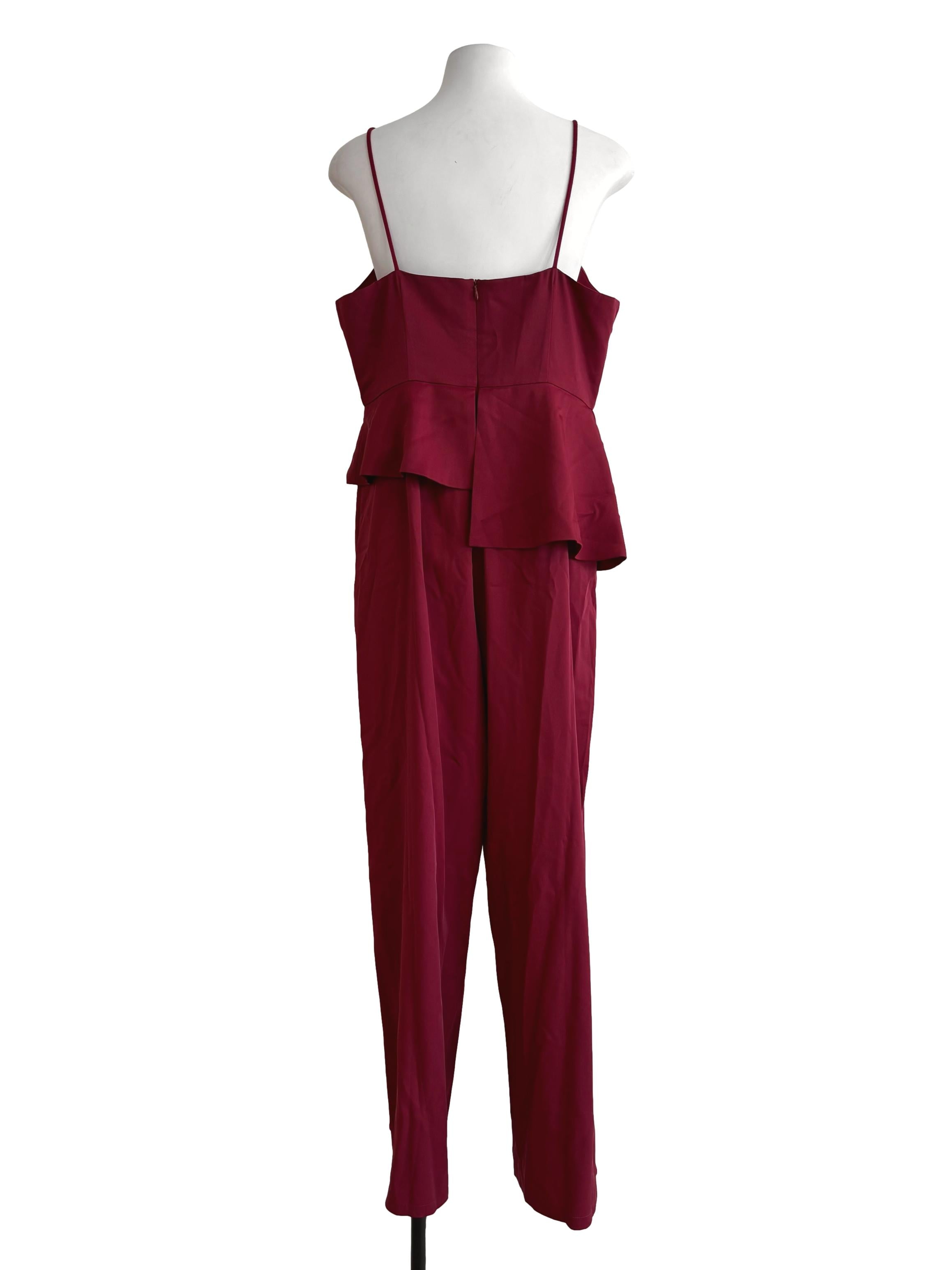 Maroon Peplum Spaghetti Strap Jumpsuit LB