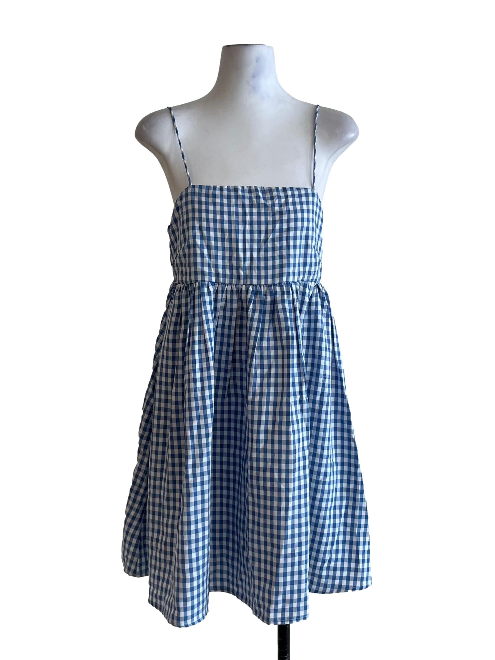 Blue Gingham Jumper Dress