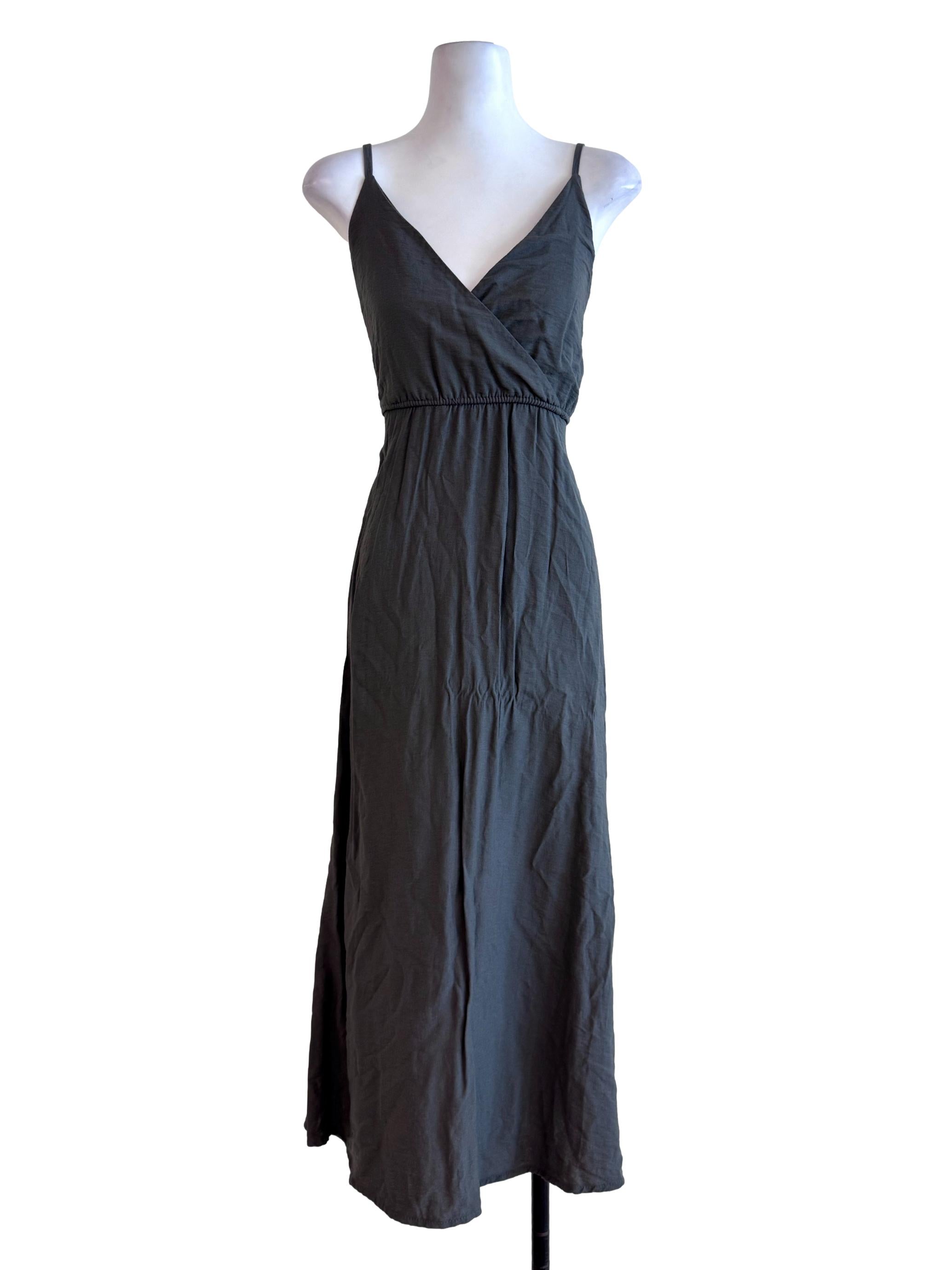 Grey V Neck Sleeveless Slip Dress
