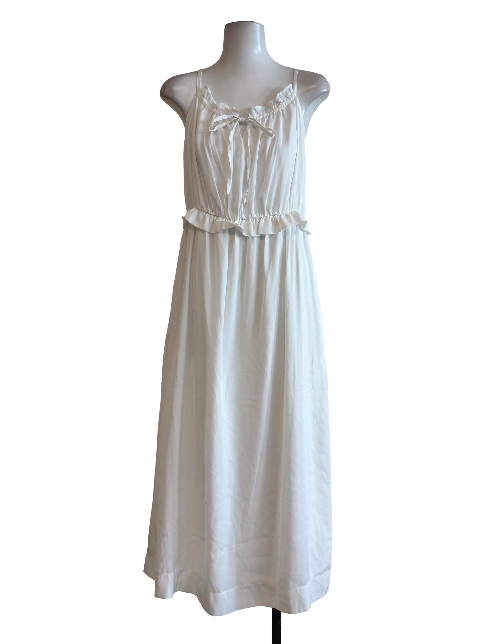 Pearl White Spaghetti Strap A-Line Dress