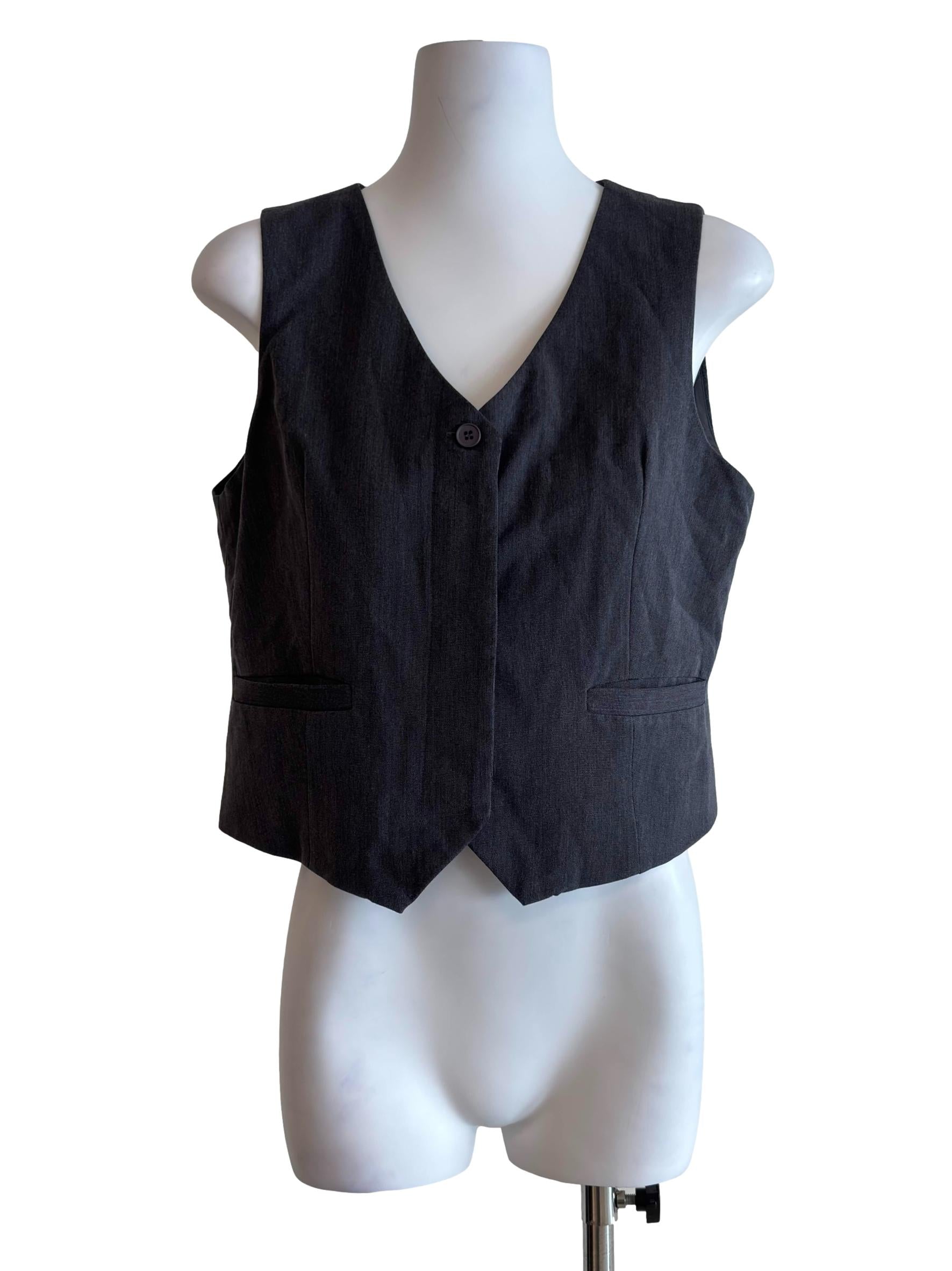 Dim Grey V Neck Vest