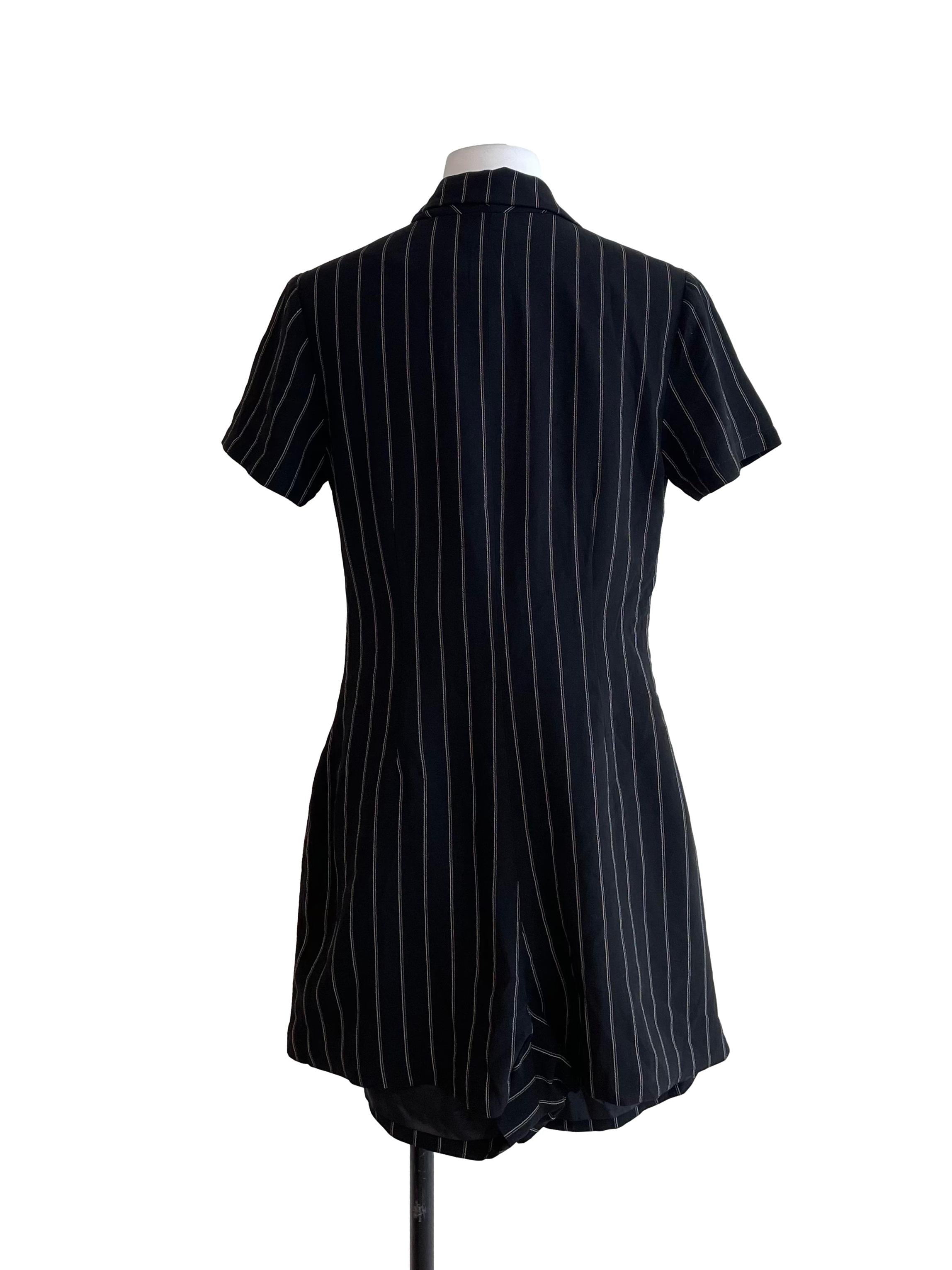 Black Stripes Suit Romper