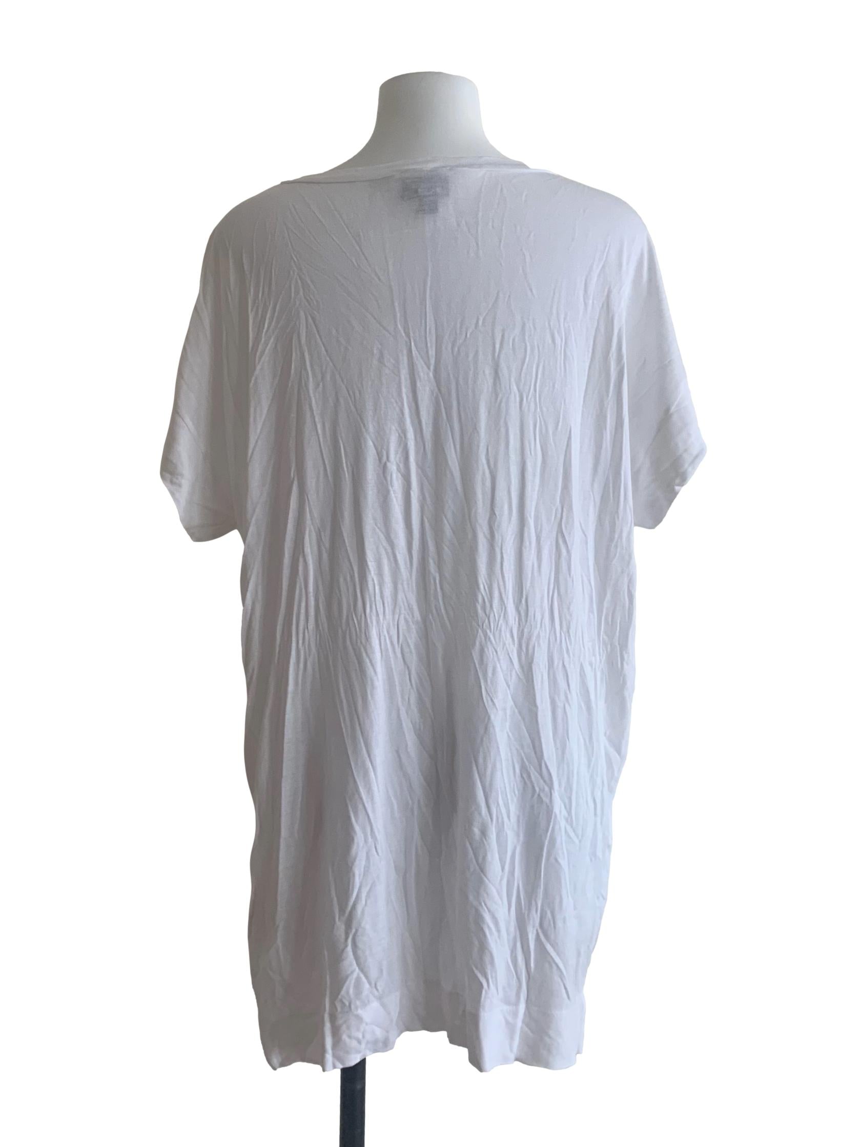 White Scoop Neck Embroidered Text Top