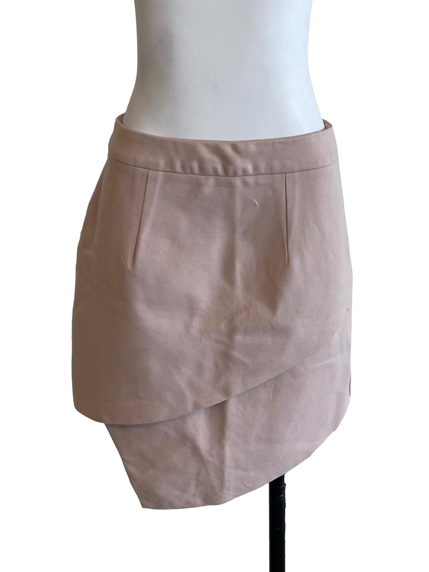 Nude Pink Irregular Mini Skirt