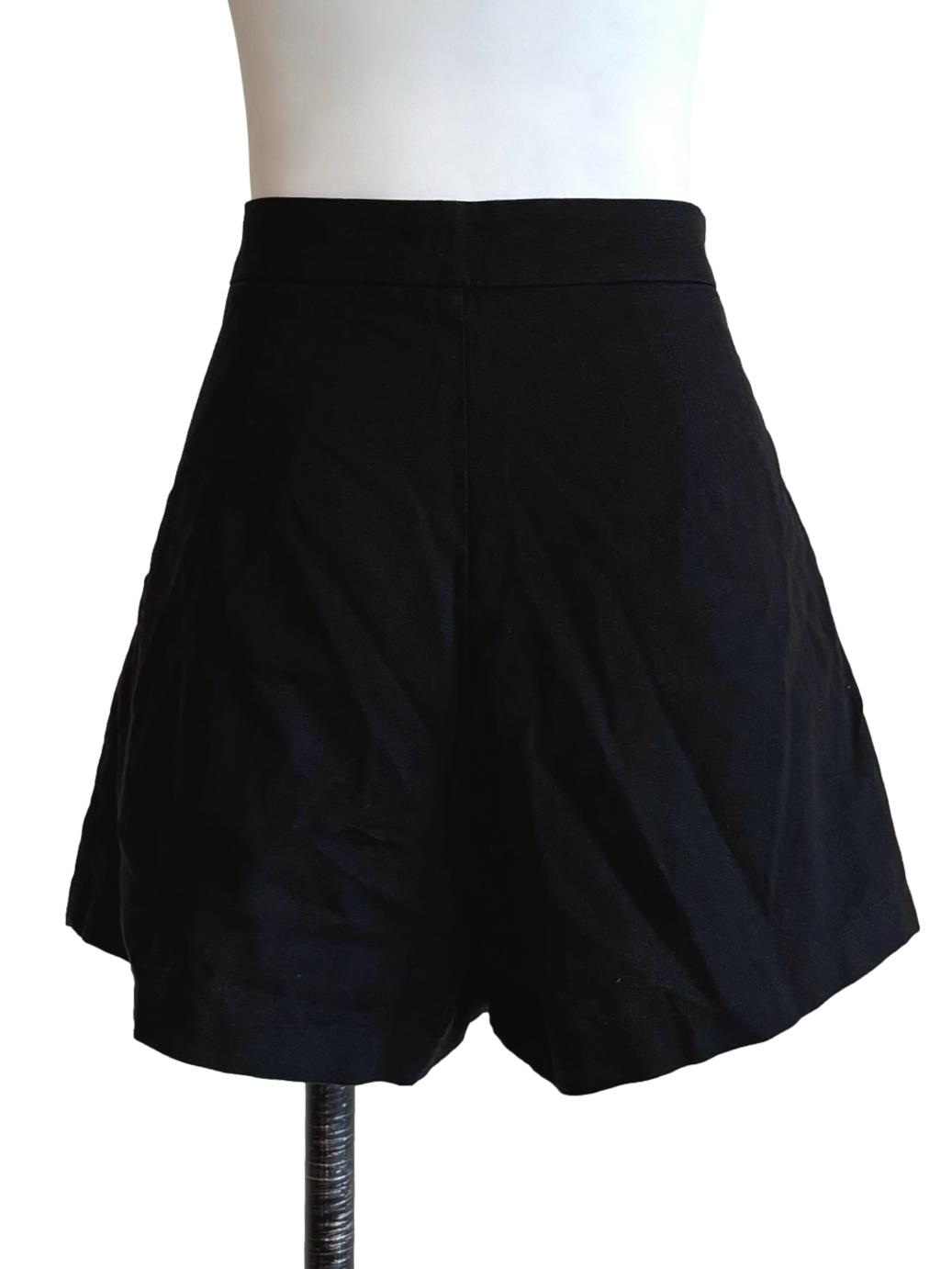 Onyx Black Linen Shorts