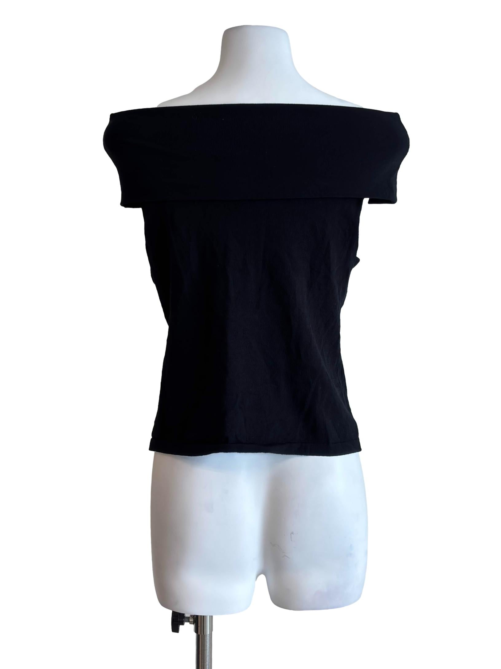 Jet Black Off Shoulder Knit Top