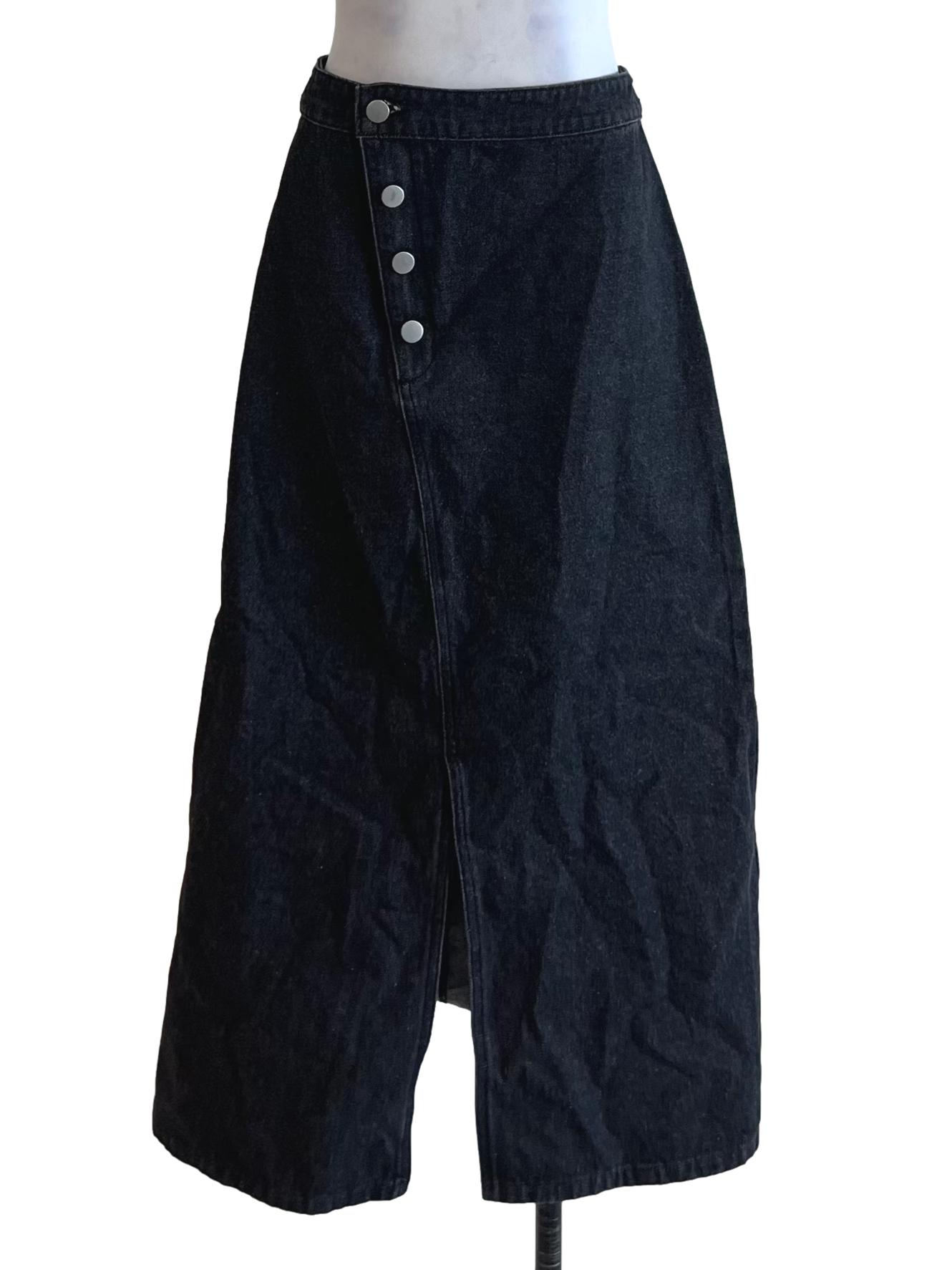 Black High-Waisted A-Line Skirt