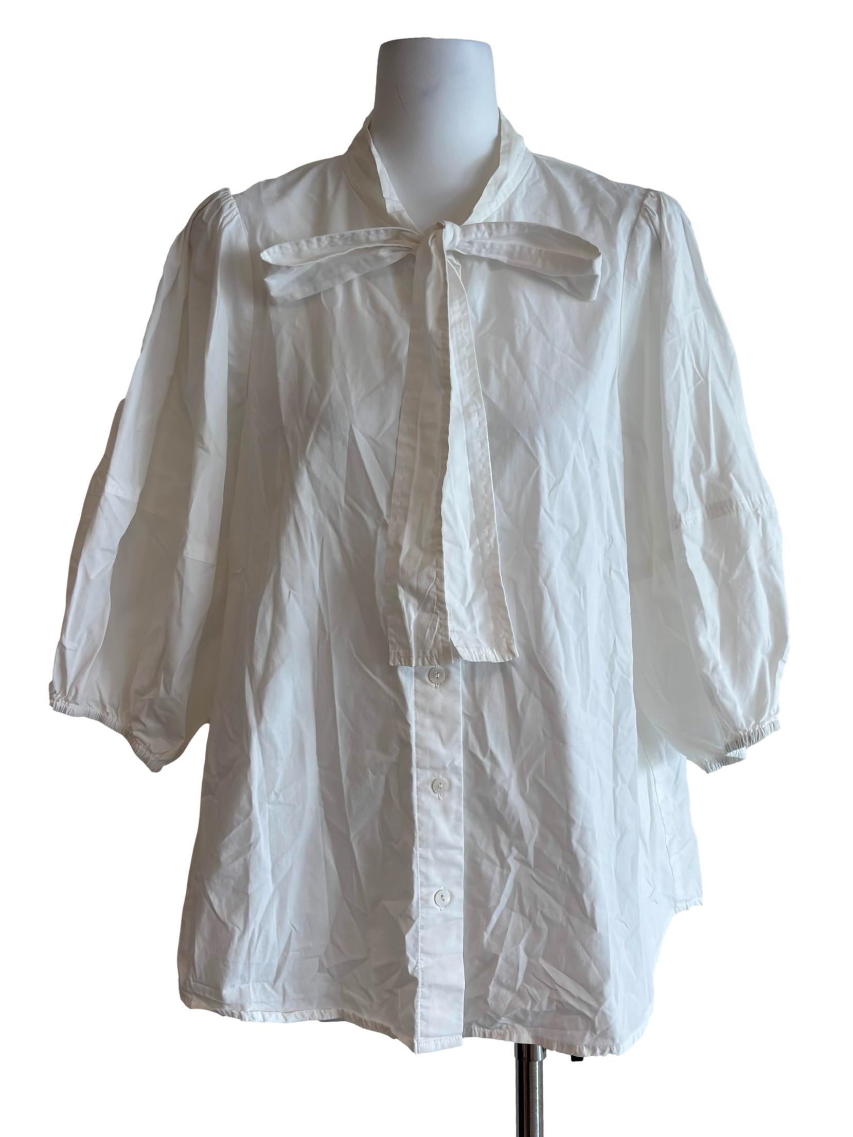 Daisy White Bow Sheer Blouse
