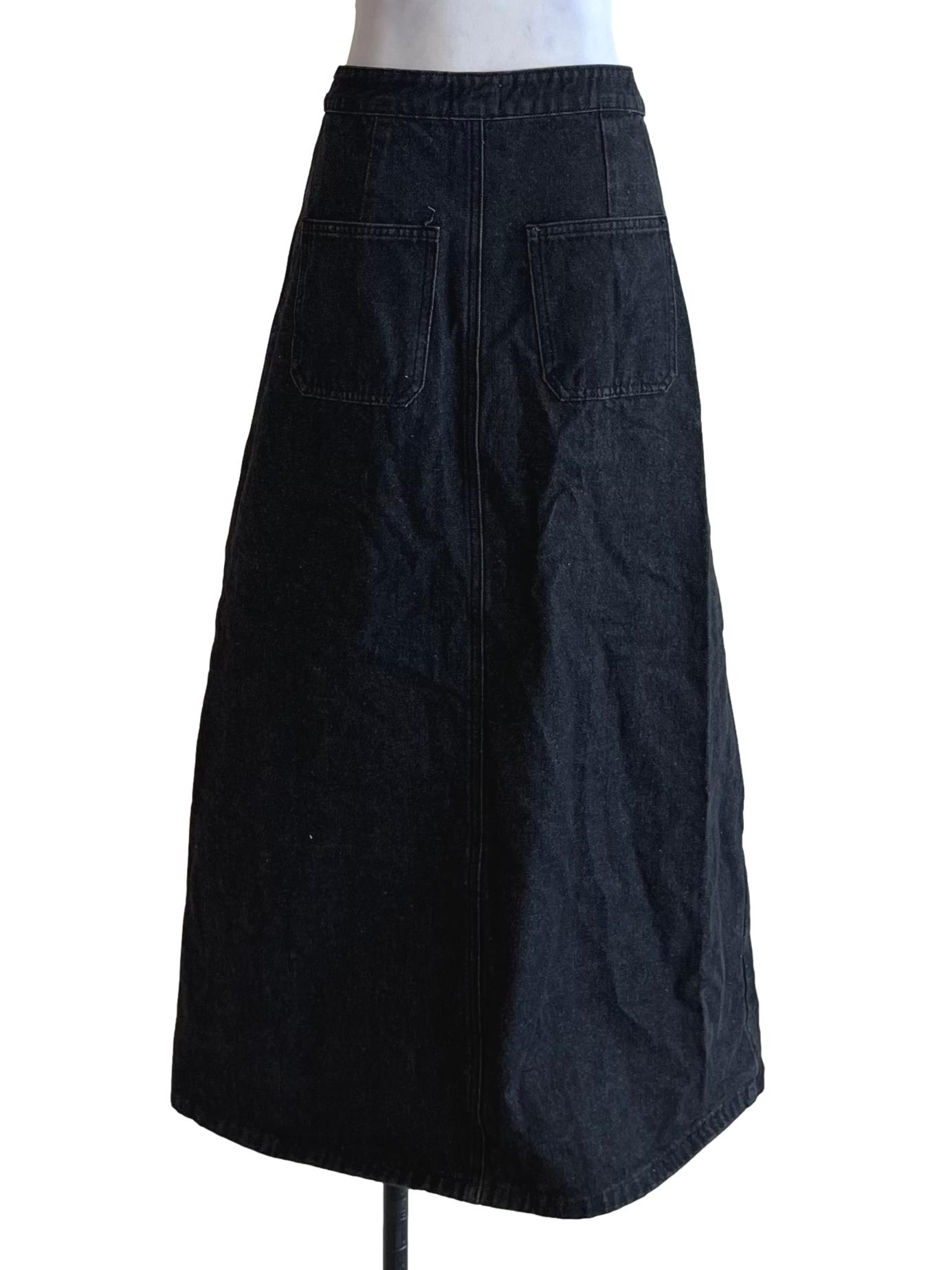 Black High-Waisted A-Line Skirt