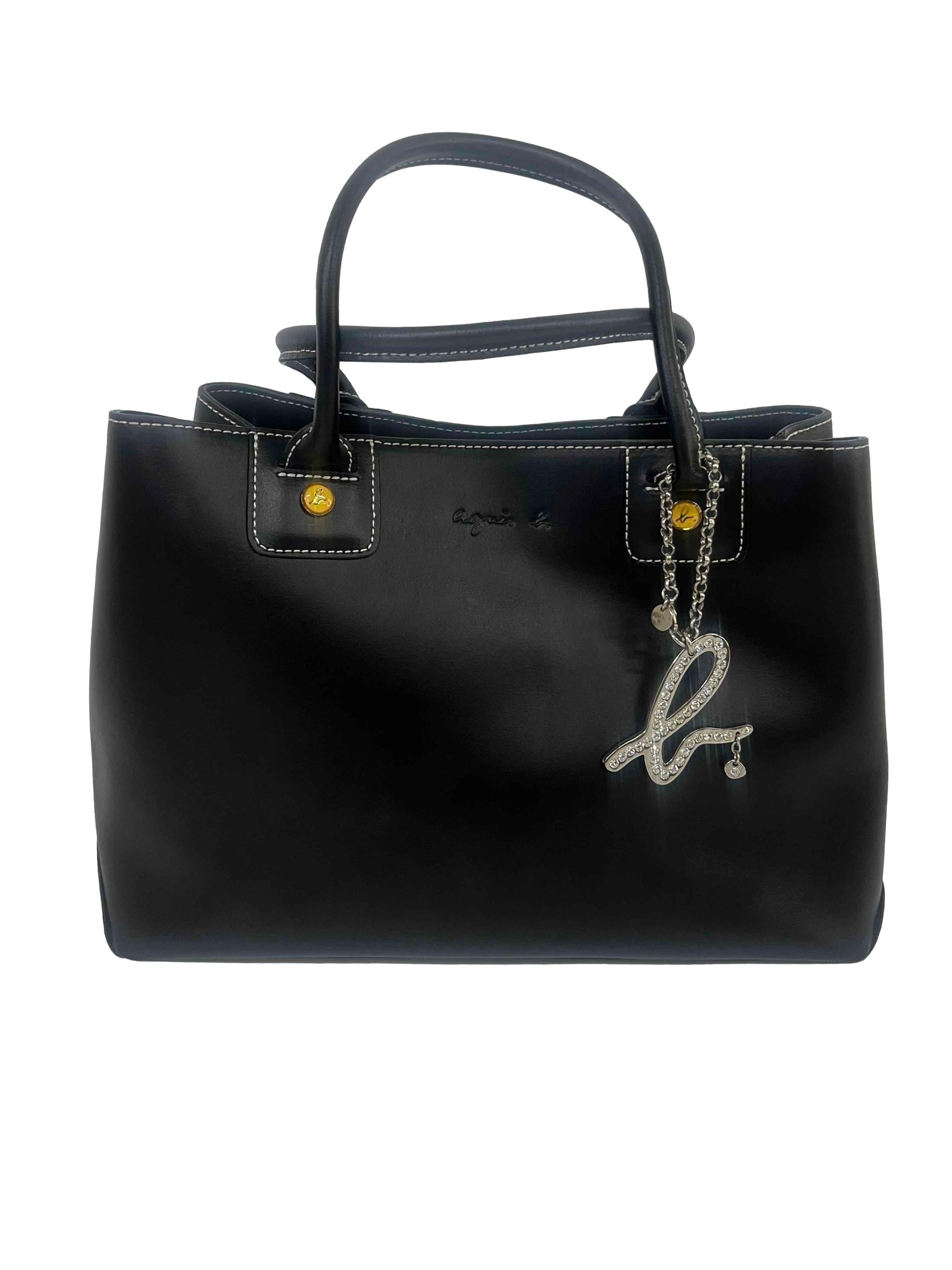 Black Leather Voyage Bag Handbag