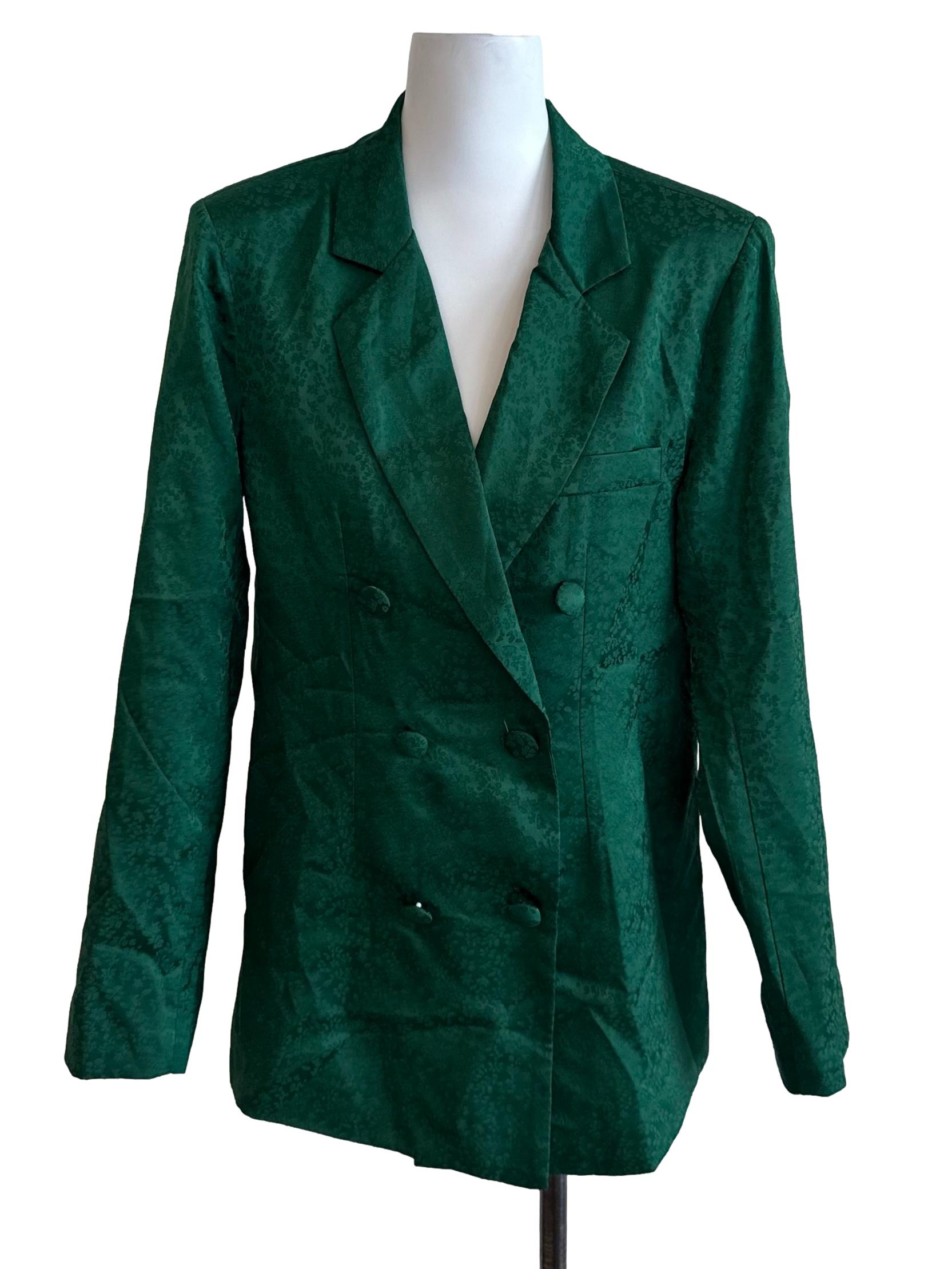Emerald Green Textured Collar Blazer