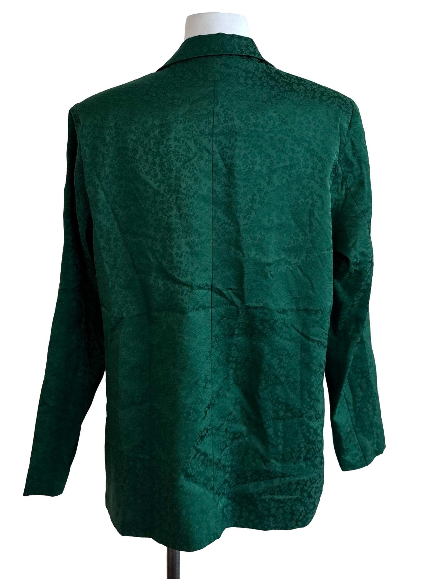 Emerald Green Textured Collar Blazer
