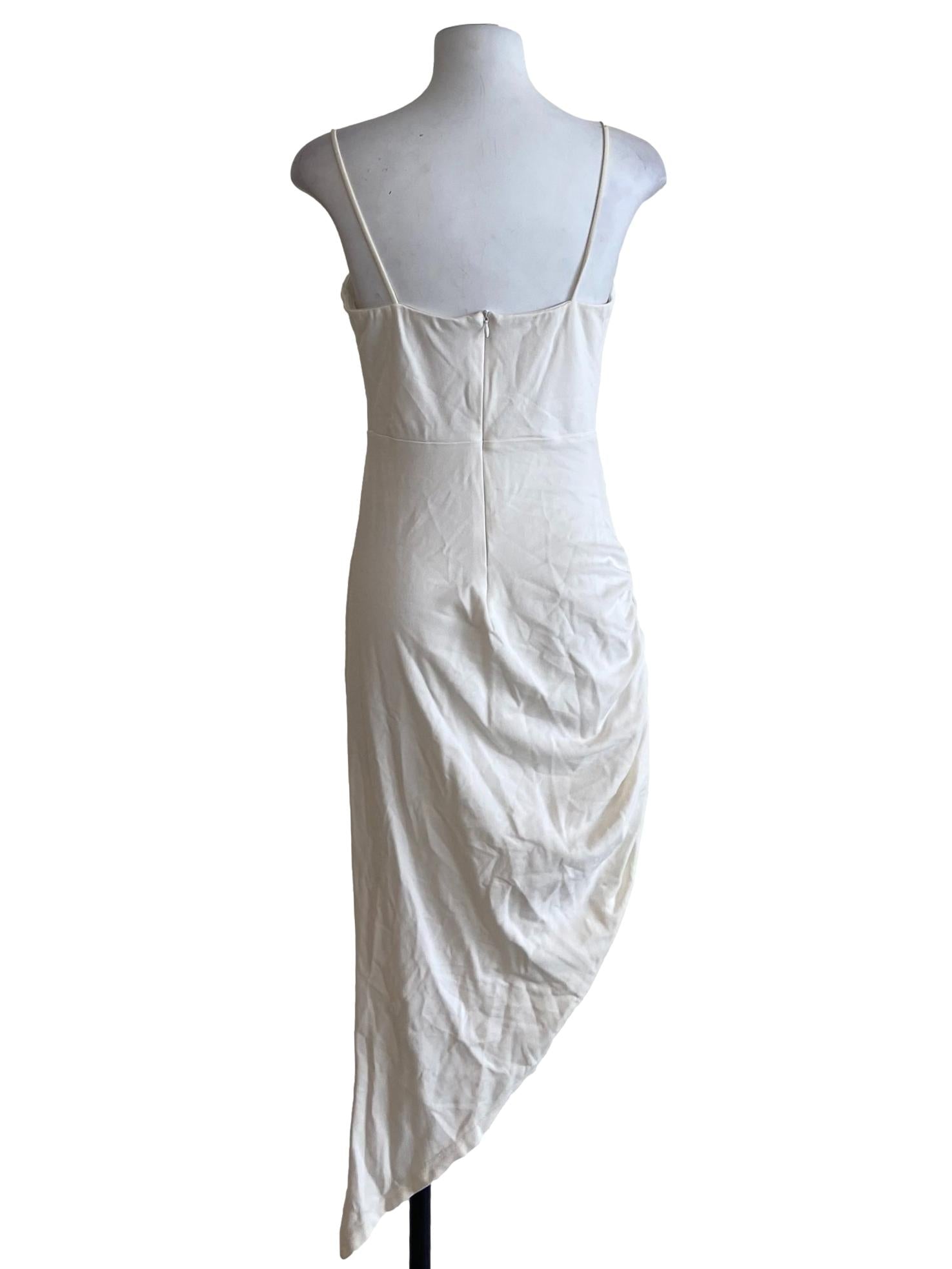 White Spaghetti Strap Asymmetric Bodycon Dress