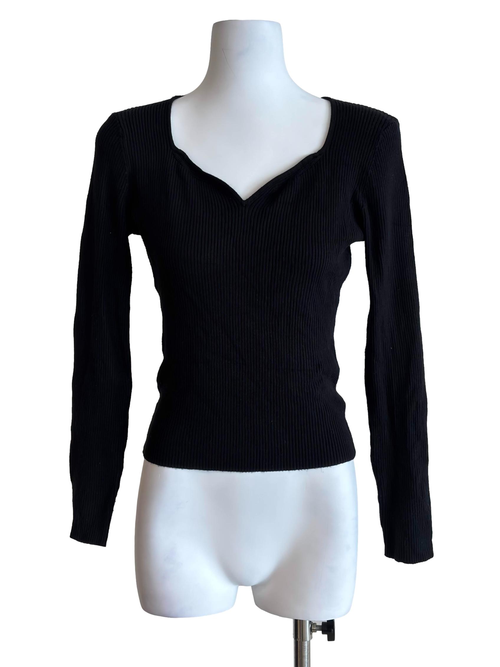 Jet Black Sweetheart Long Sleeve Top